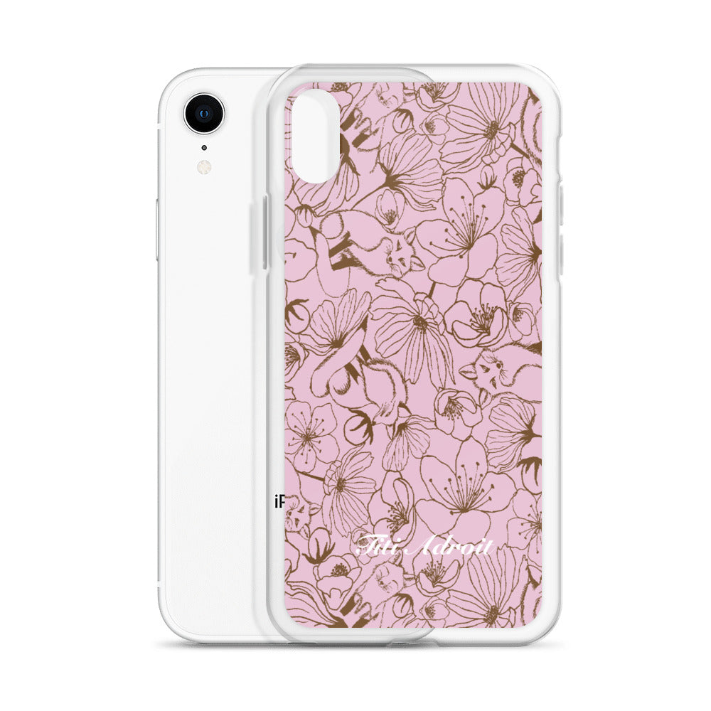 Fox_Flowers_Berry_Pink_Clear_Phonecase_iPhone