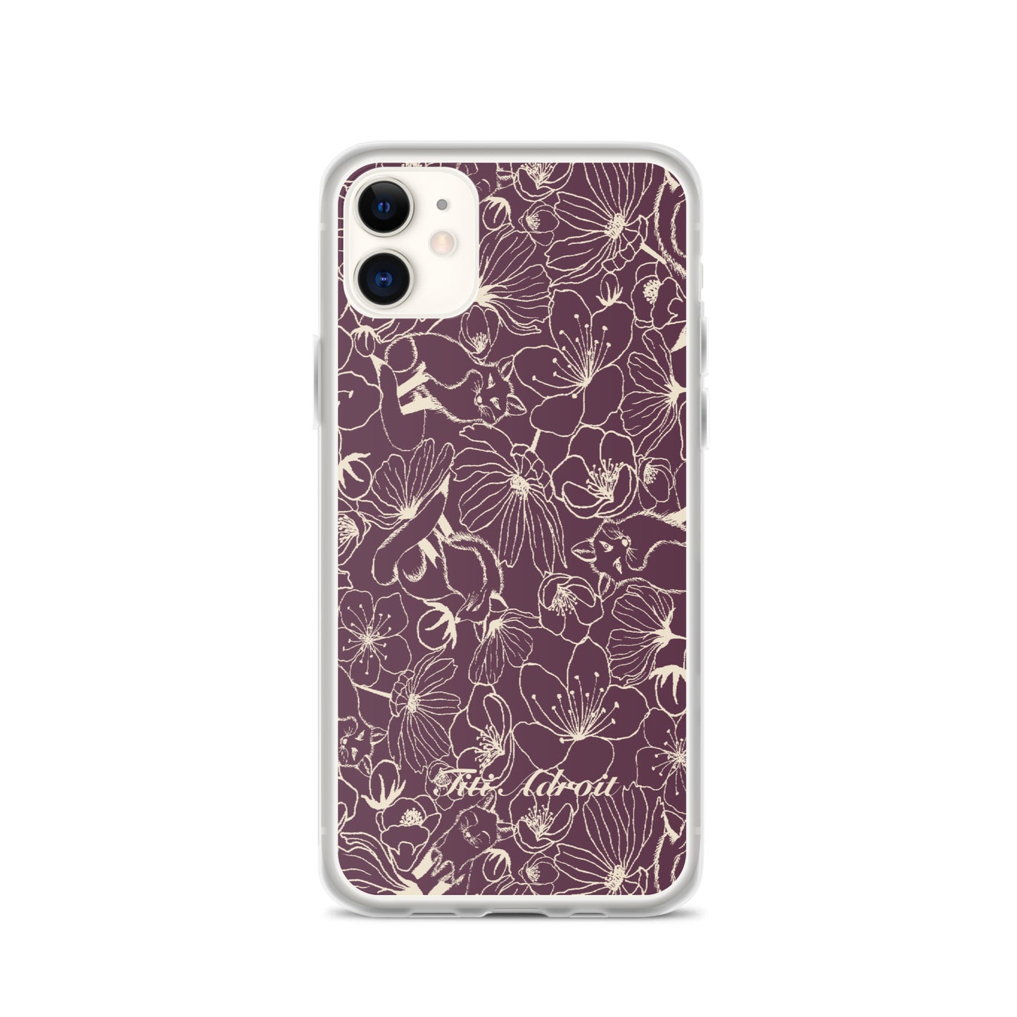 Fox_Flowers_Currant_Cream_Clear_Phonecase_iPhone