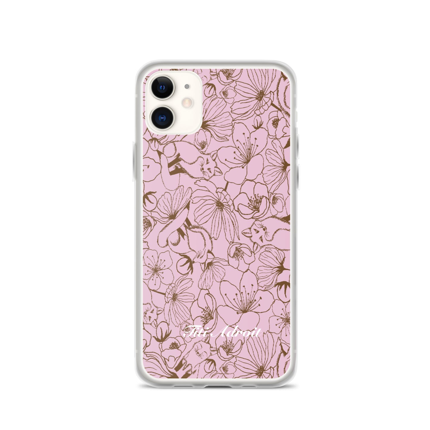Fox_Flowers_Berry_Pink_Clear_Phonecase_iPhone