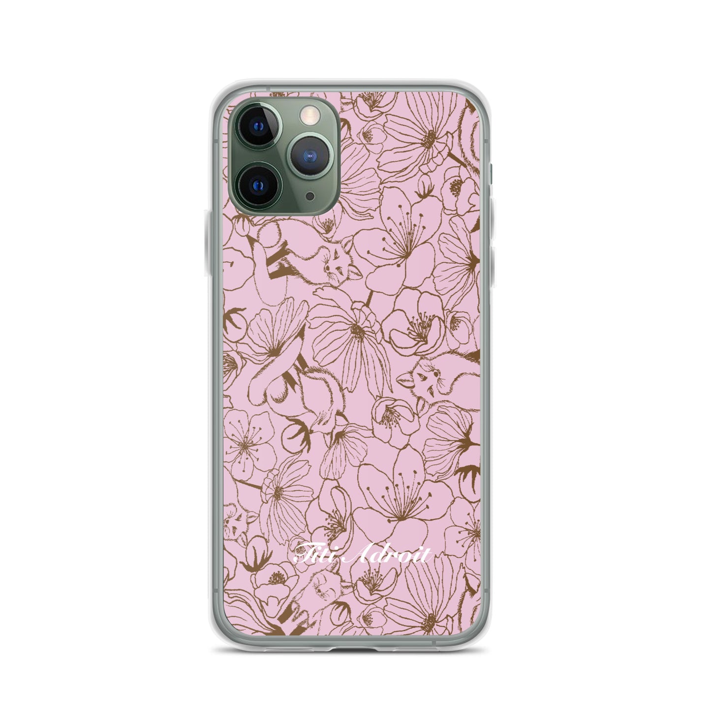 Fox_Flowers_Berry_Pink_Clear_Phonecase_iPhone