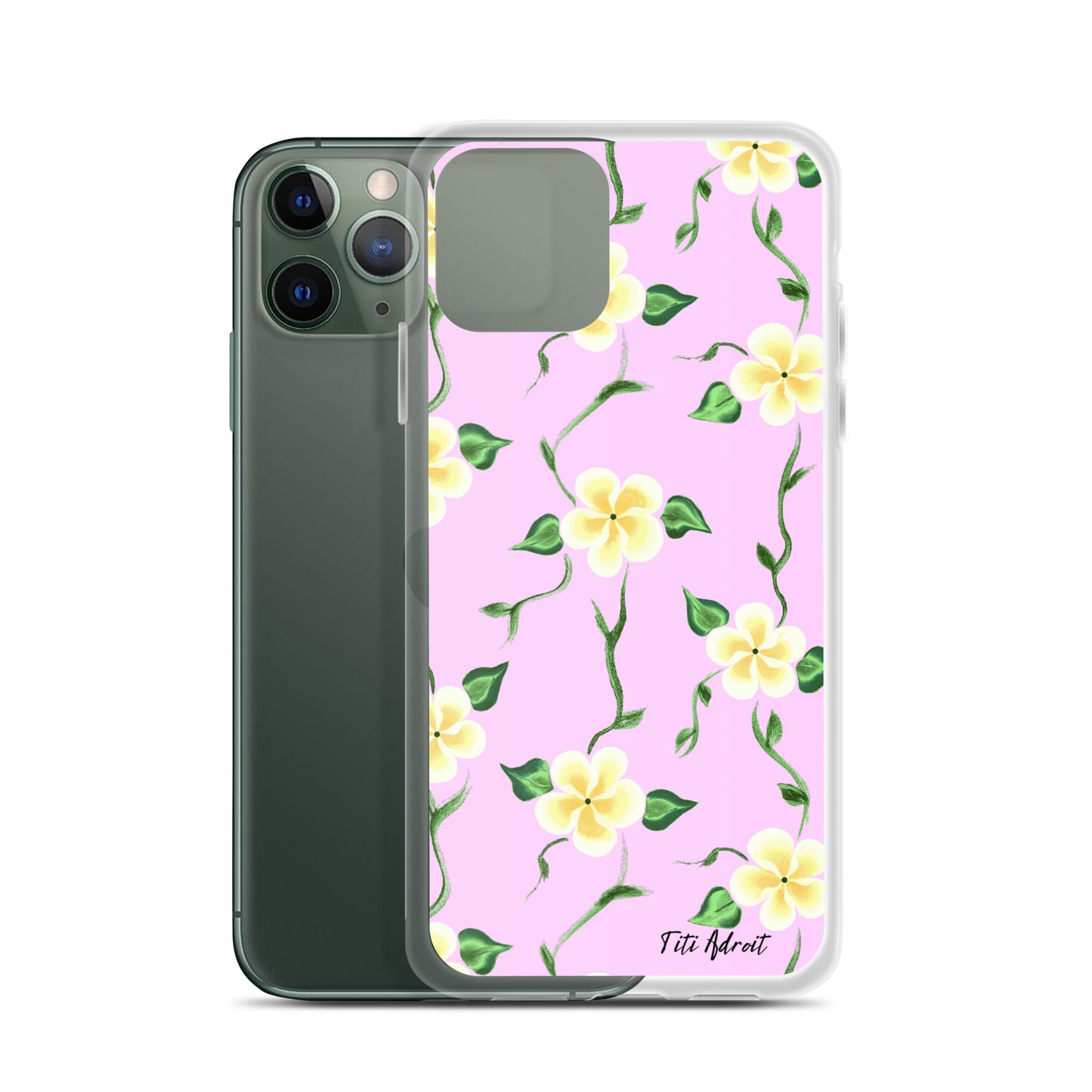 Pink_Banana_Flower_Clear_Phonecase_iPhone