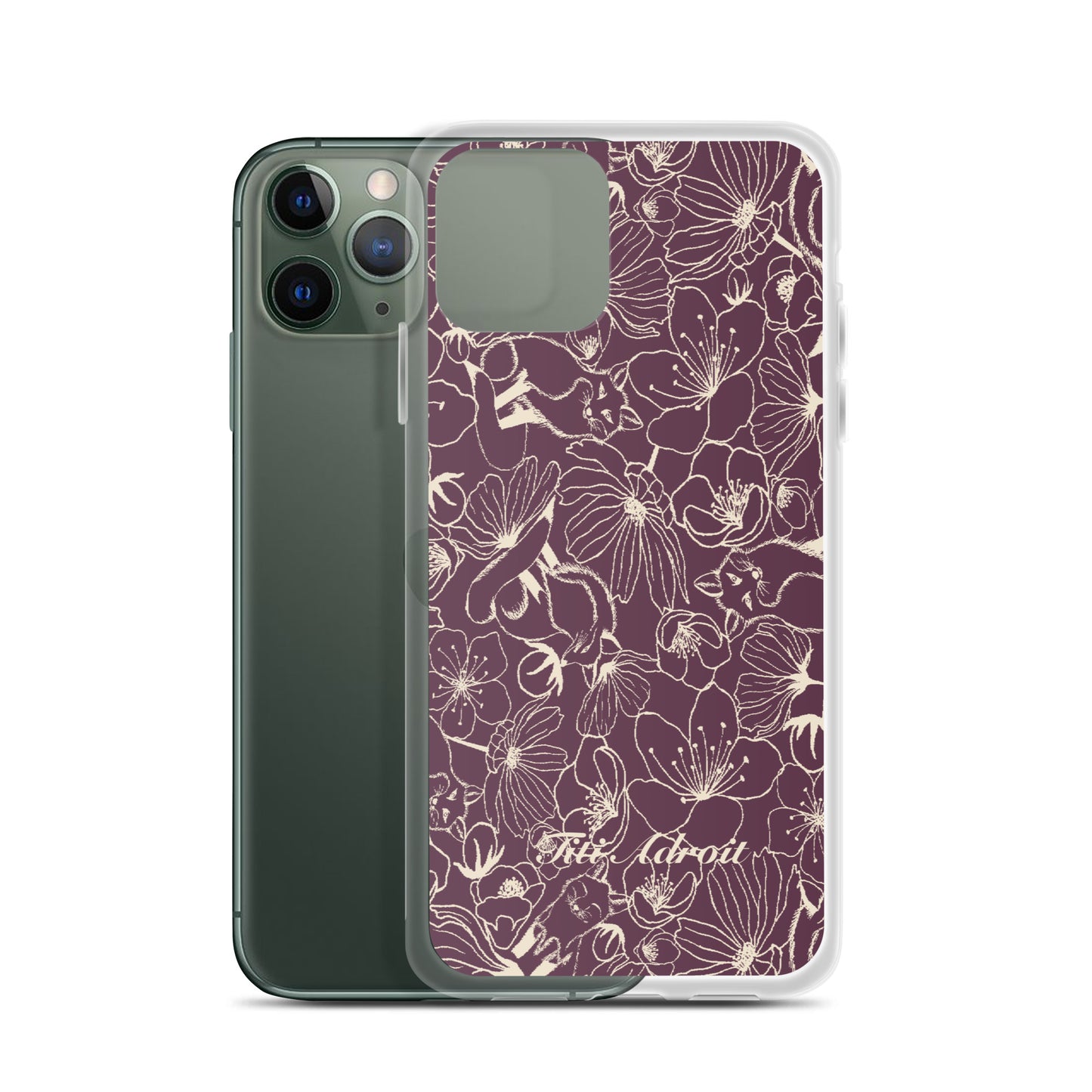 Fox_Flowers_Currant_Cream_Clear_Phonecase_iPhone
