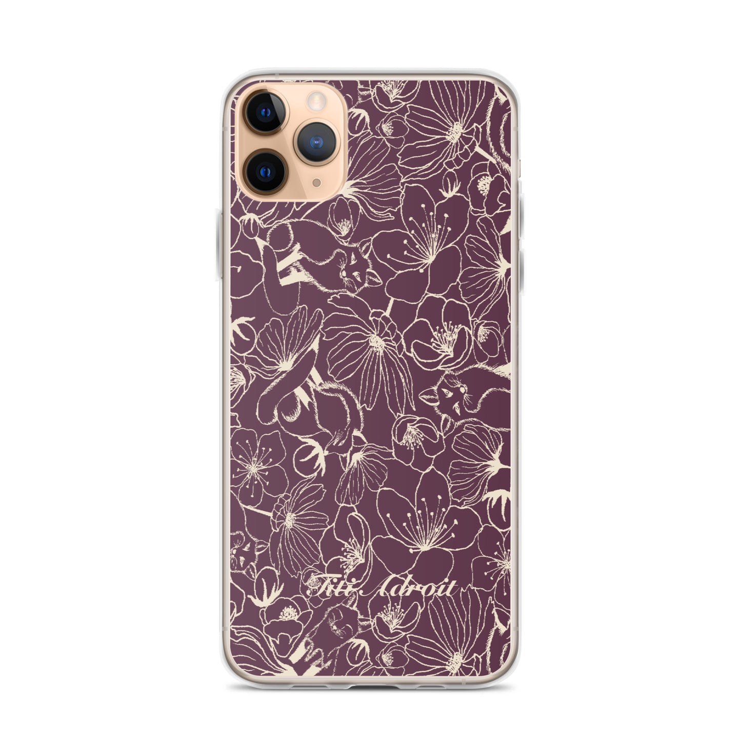 Fox_Flowers_Currant_Cream_Clear_Phonecase_iPhone