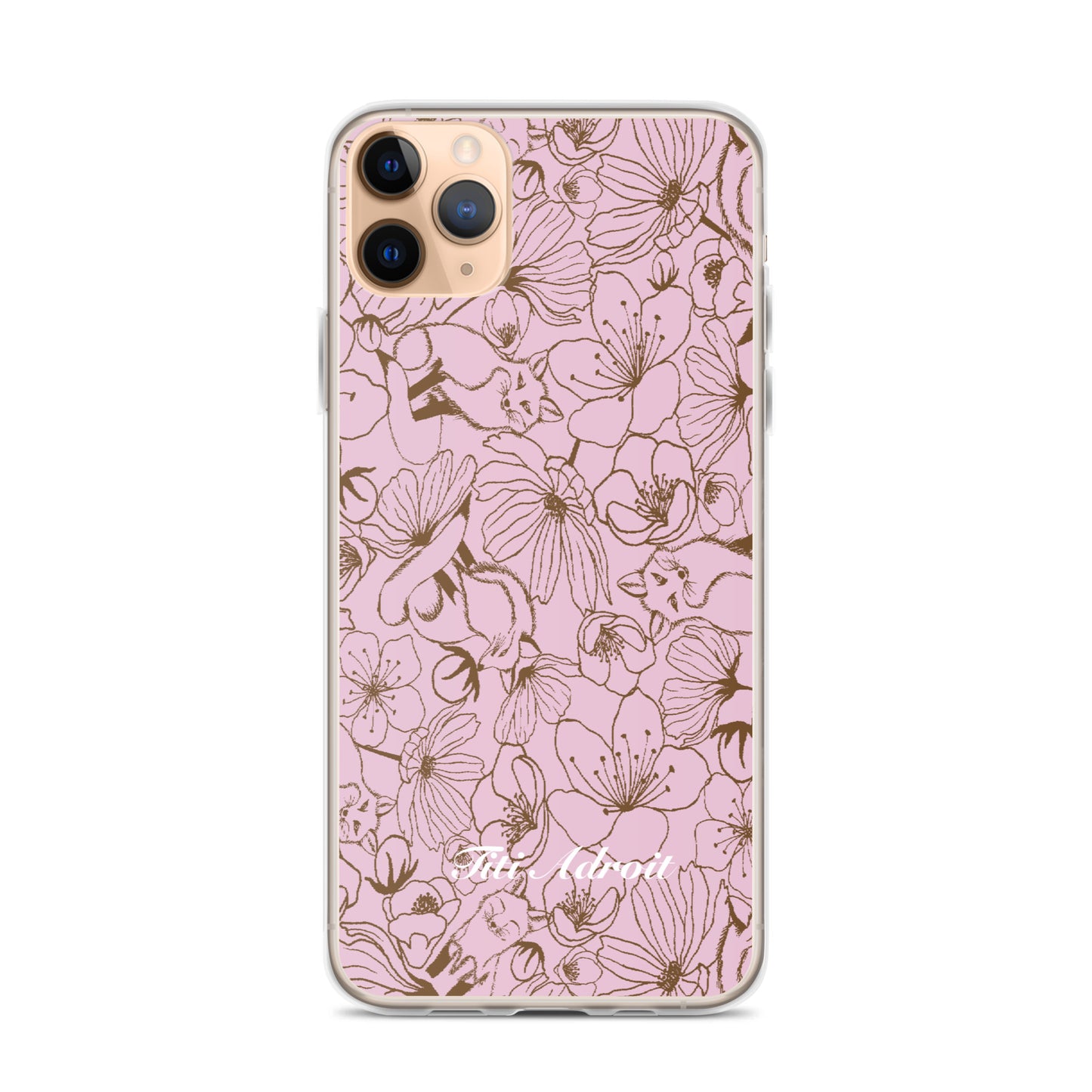 Fox_Flowers_Berry_Pink_Clear_Phonecase_iPhone