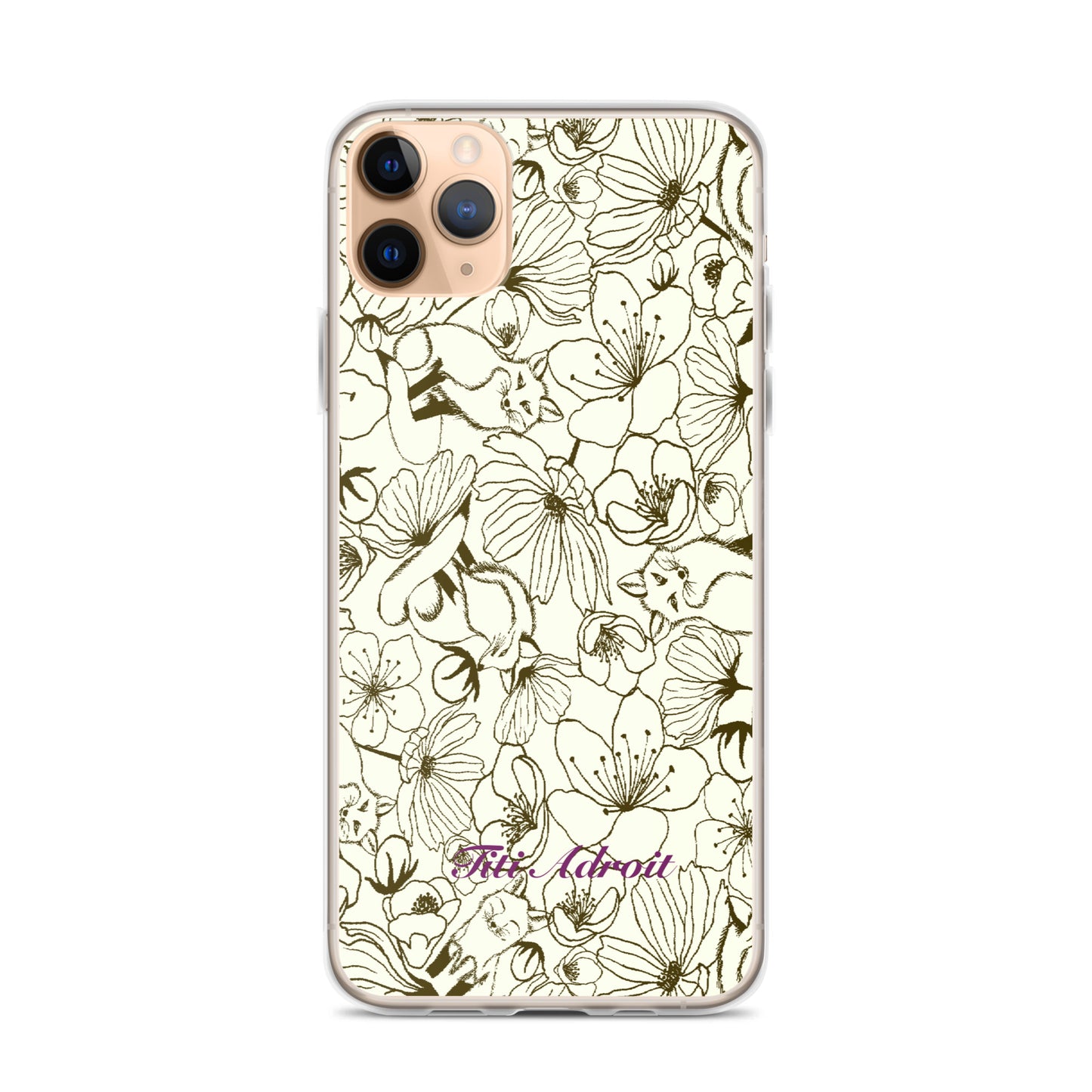 Fox_Flowers_Maohogany_Pearl_Clear_i_Phonecase_iPhone