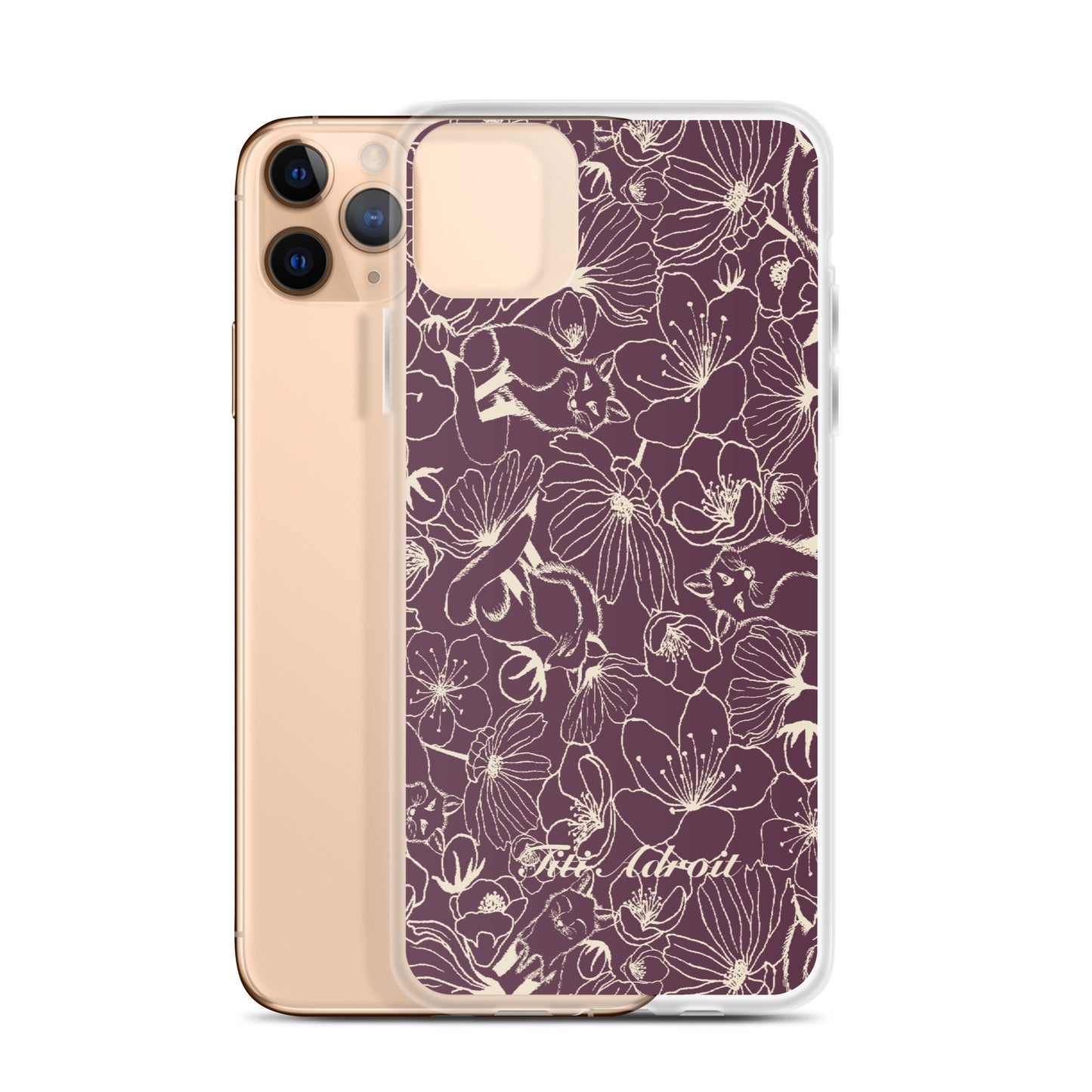 Fox_Flowers_Currant_Cream_Clear_Phonecase_iPhone