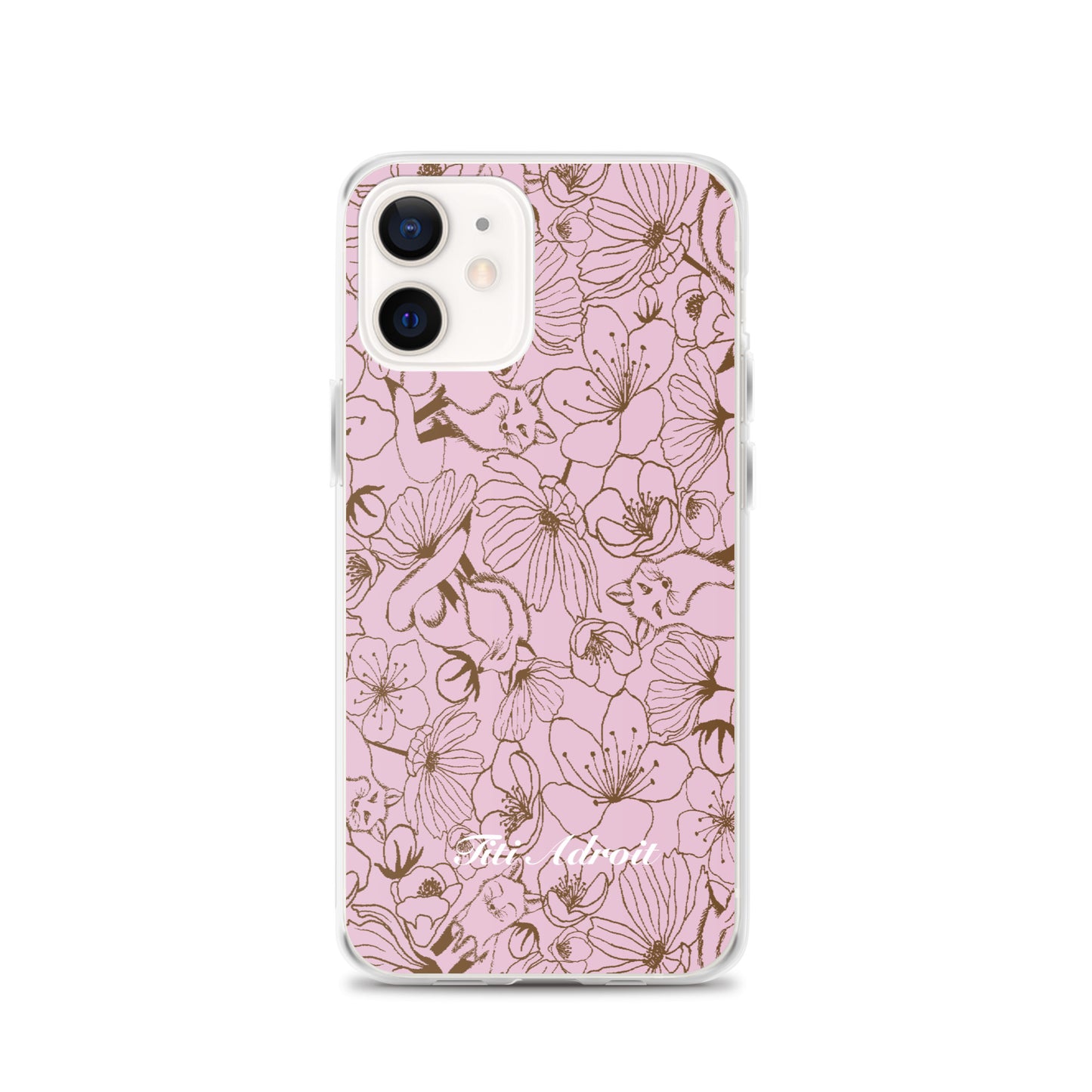 Fox_Flowers_Berry_Pink_Clear_Phonecase_iPhone