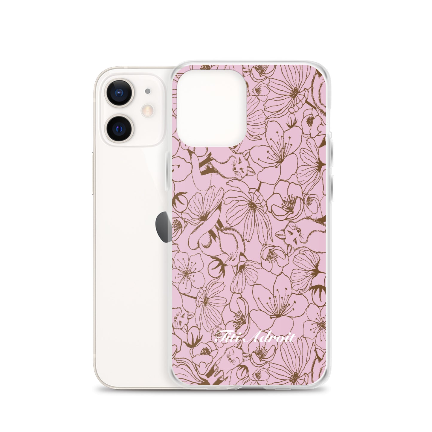 Fox_Flowers_Berry_Pink_Clear_Phonecase_iPhone