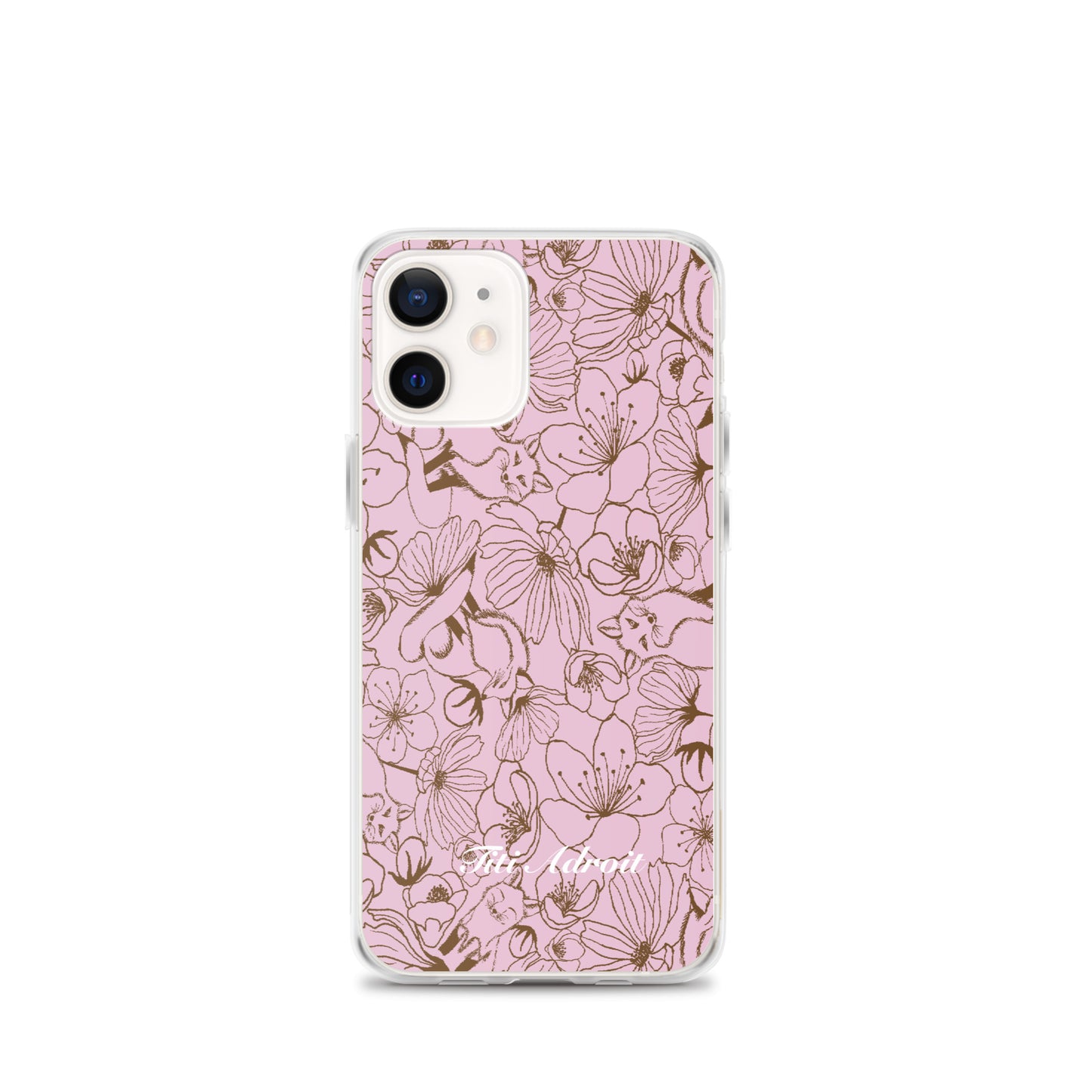 Fox_Flowers_Berry_Pink_Clear_Phonecase_iPhone