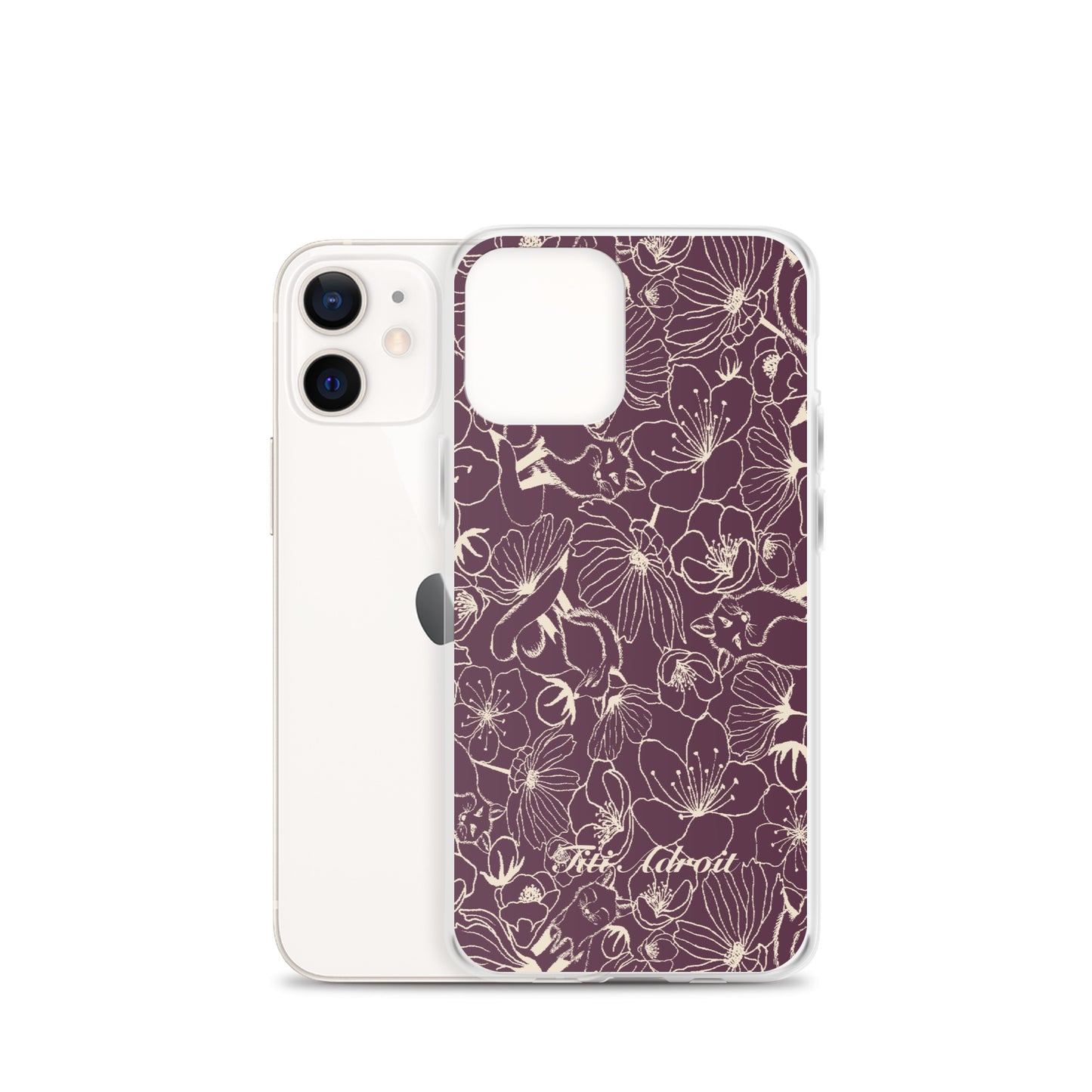 Fox_Flowers_Currant_Cream_Clear_Phonecase_iPhone