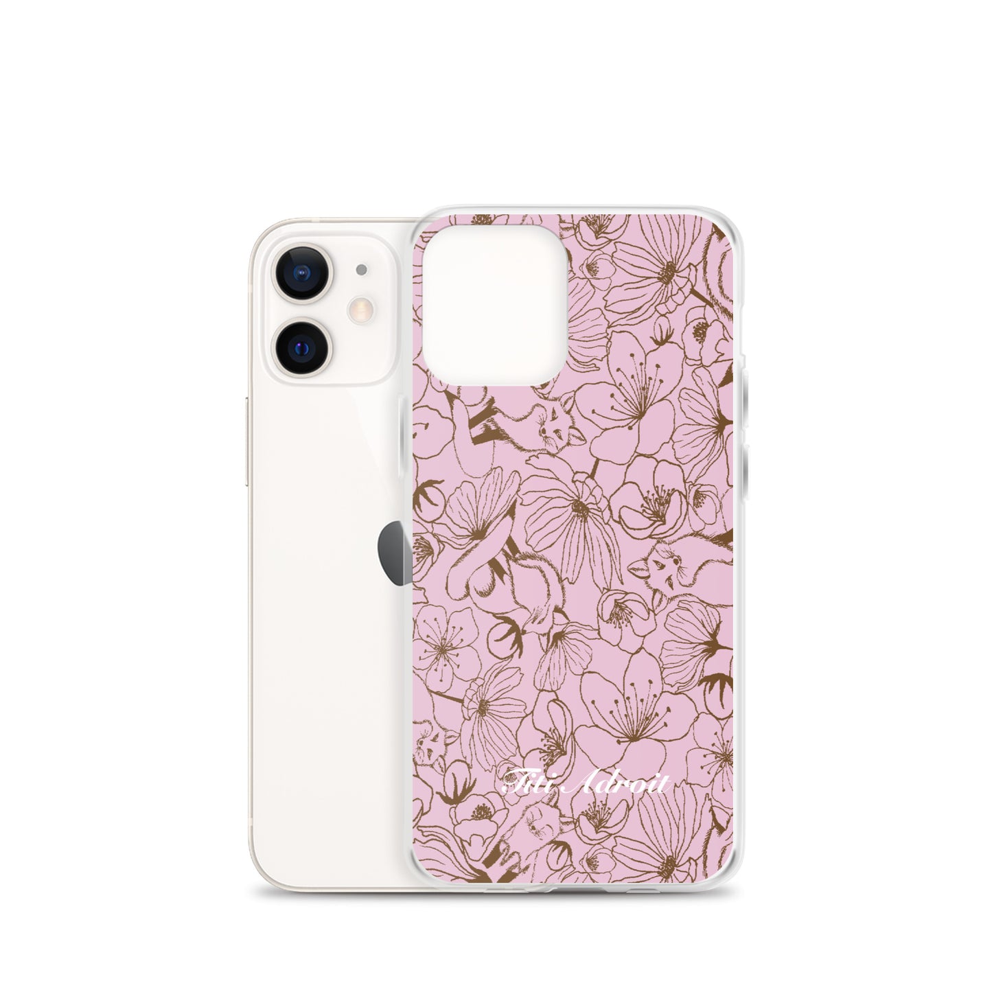 Fox_Flowers_Berry_Pink_Clear_Phonecase_iPhone