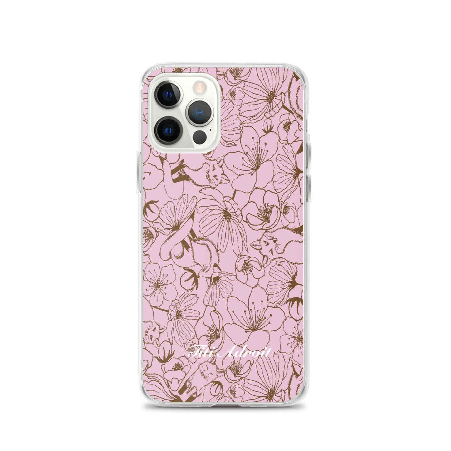 Fox_Flowers_Berry_Pink_Clear_Phonecase_iPhone