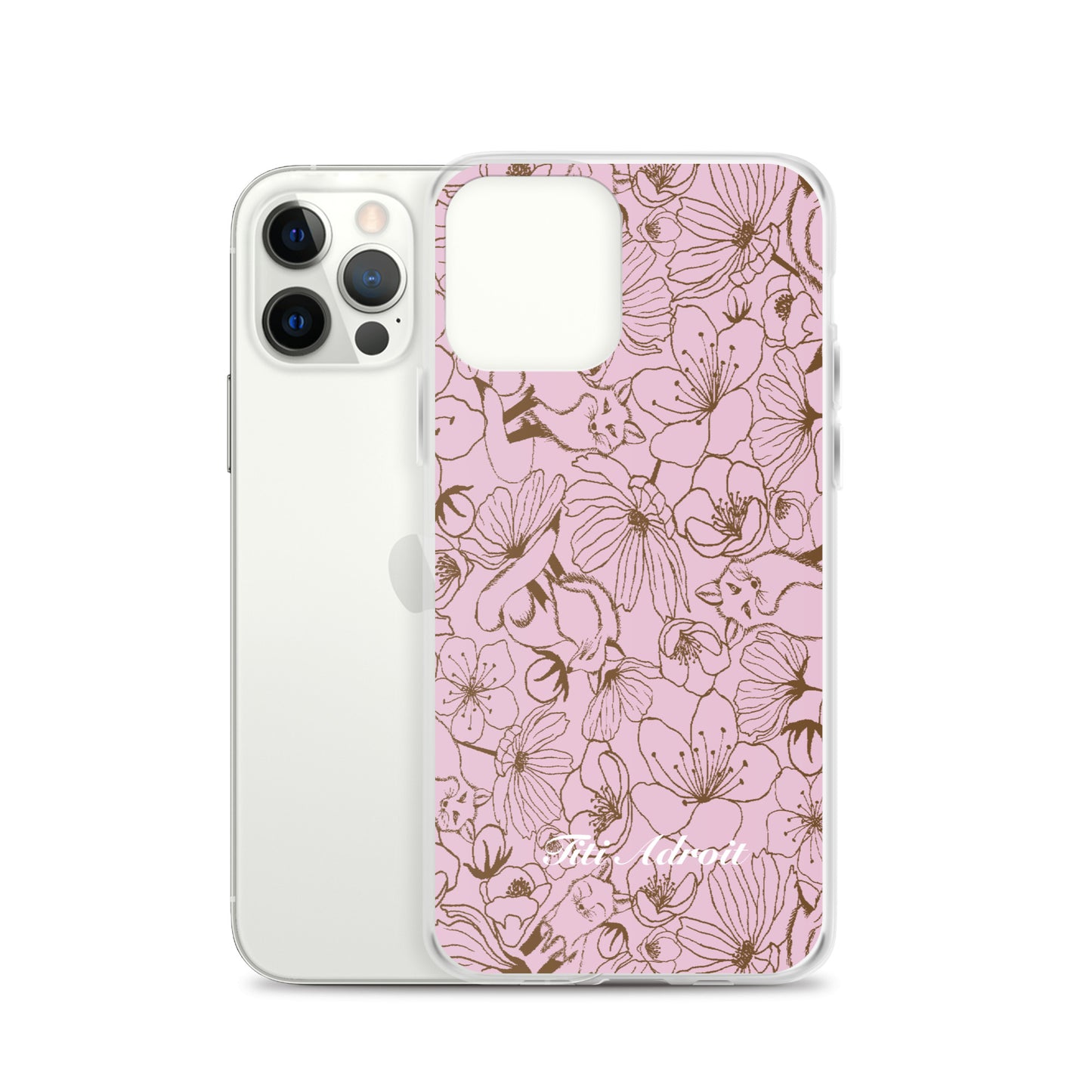 Fox_Flowers_Berry_Pink_Clear_Phonecase_iPhone