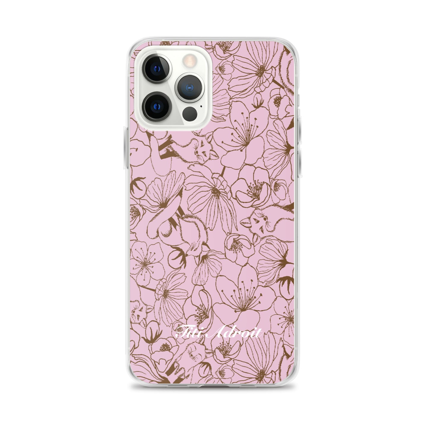 Fox_Flowers_Berry_Pink_Clear_Phonecase_iPhone