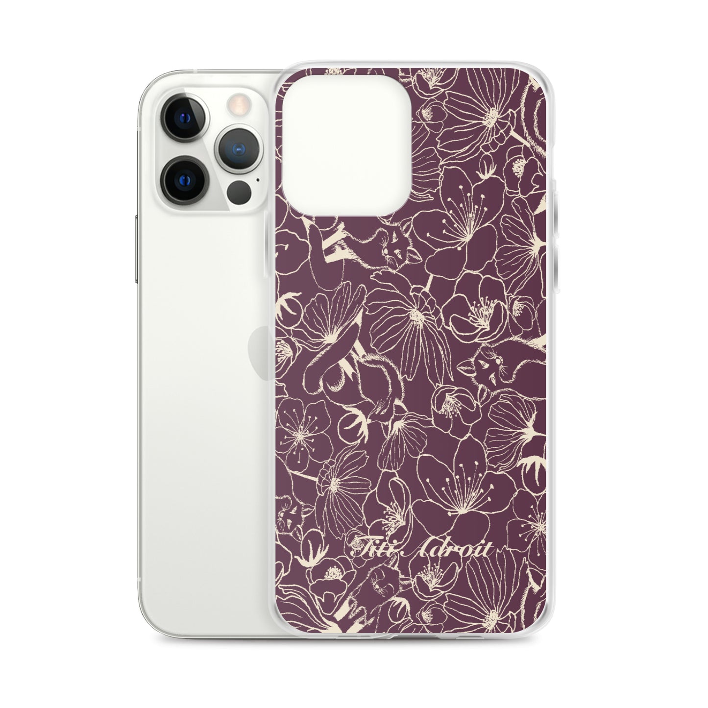 Fox_Flowers_Currant_Cream_Clear_Phonecase_iPhone