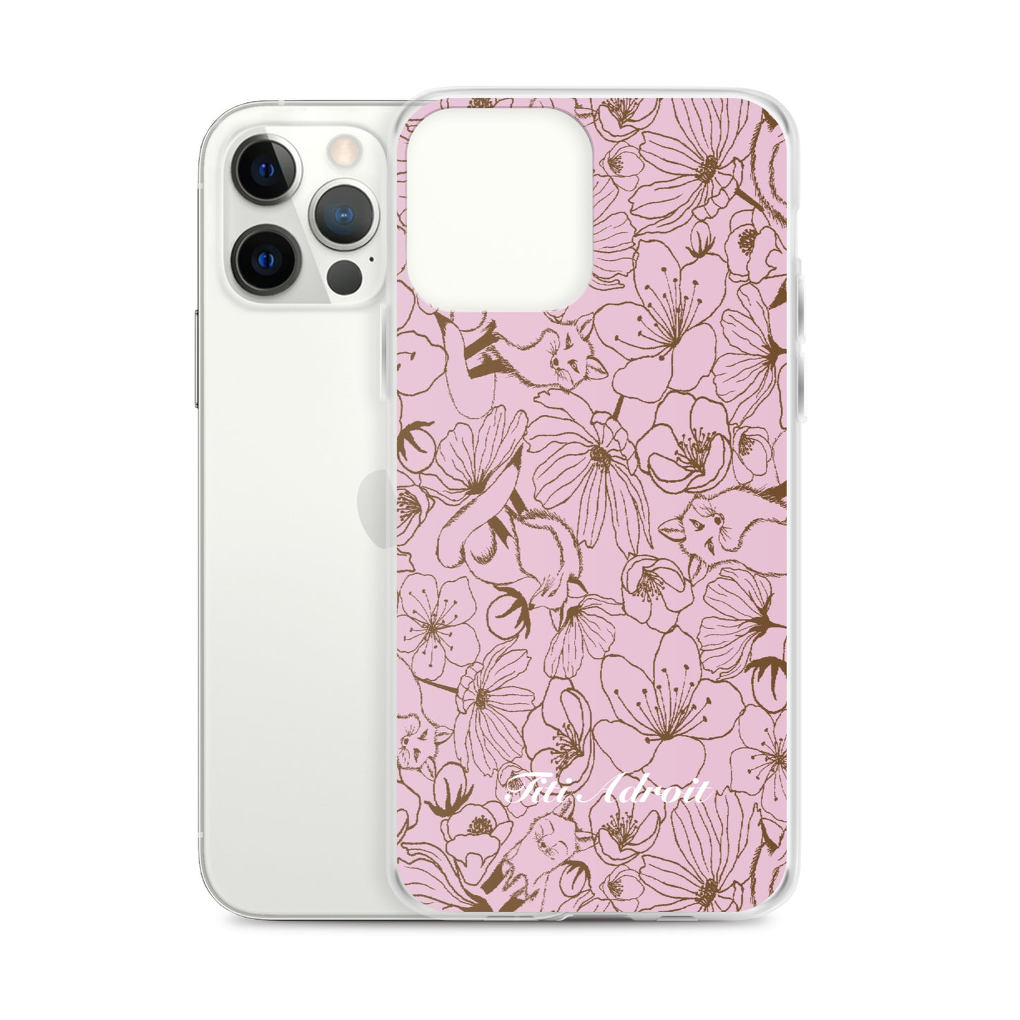 Fox_Flowers_Berry_Pink_Clear_Phonecase_iPhone