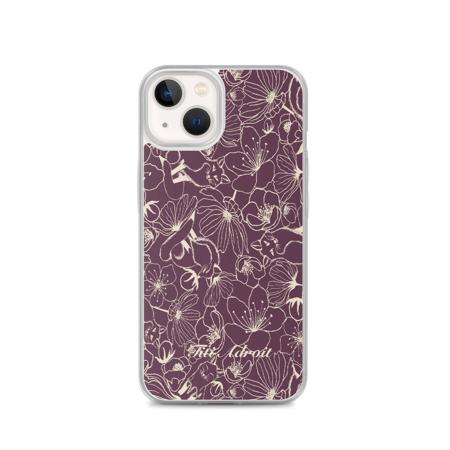 Fox_Flowers_Currant_Cream_Clear_Phonecase_iPhone