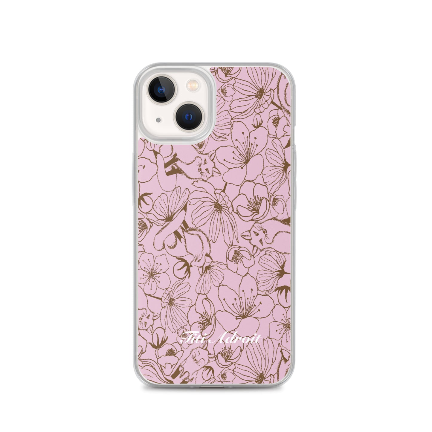 Fox_Flowers_Berry_Pink_Clear_Phonecase_iPhone