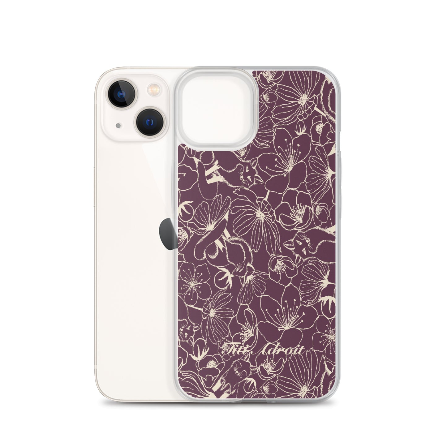 Fox_Flowers_Currant_Cream_Clear_Phonecase_iPhone