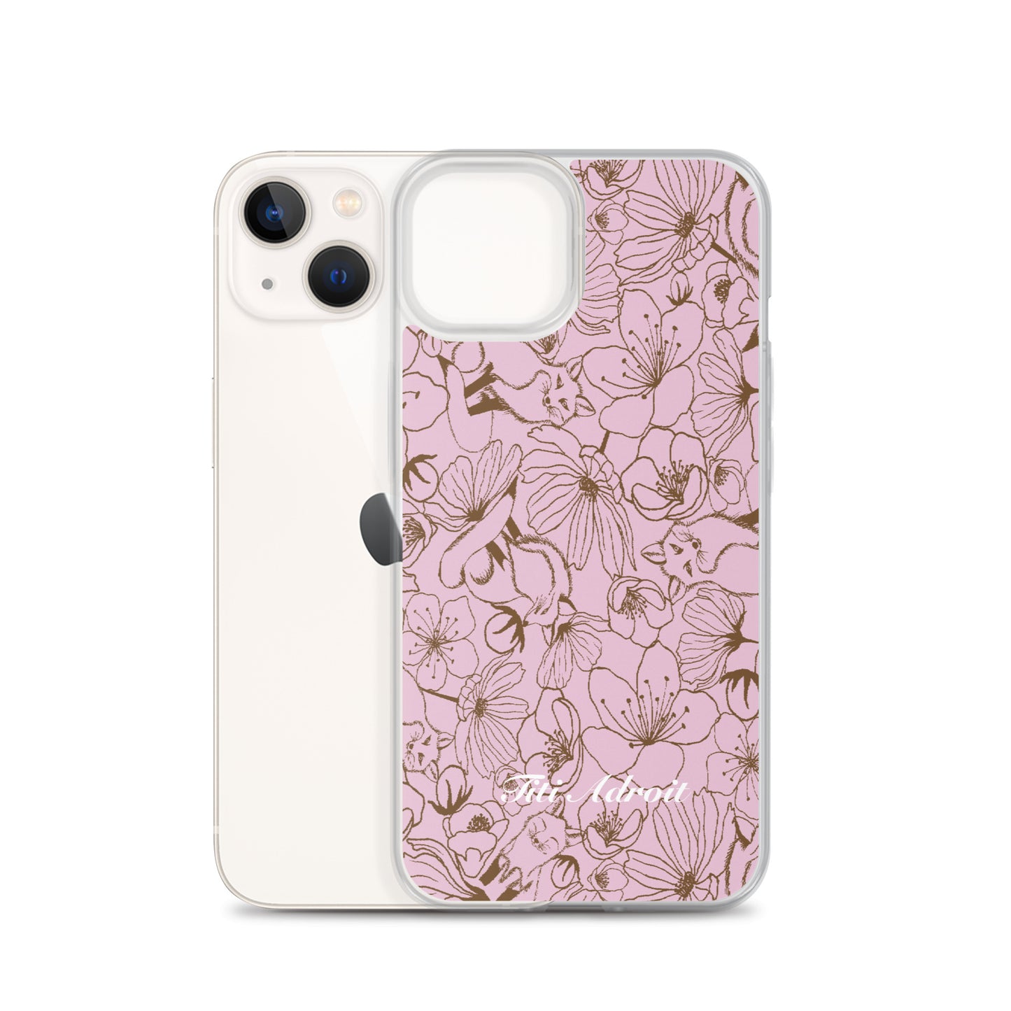 Fox_Flowers_Berry_Pink_Clear_Phonecase_iPhone
