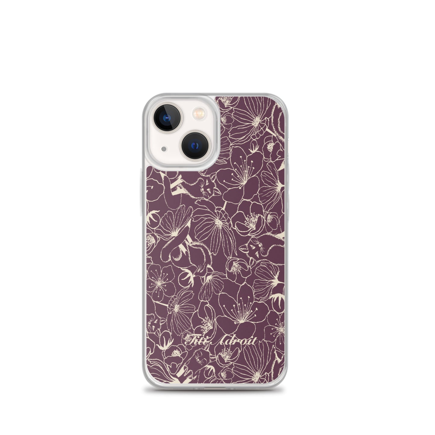 Fox_Flowers_Currant_Cream_Clear_Phonecase_iPhone