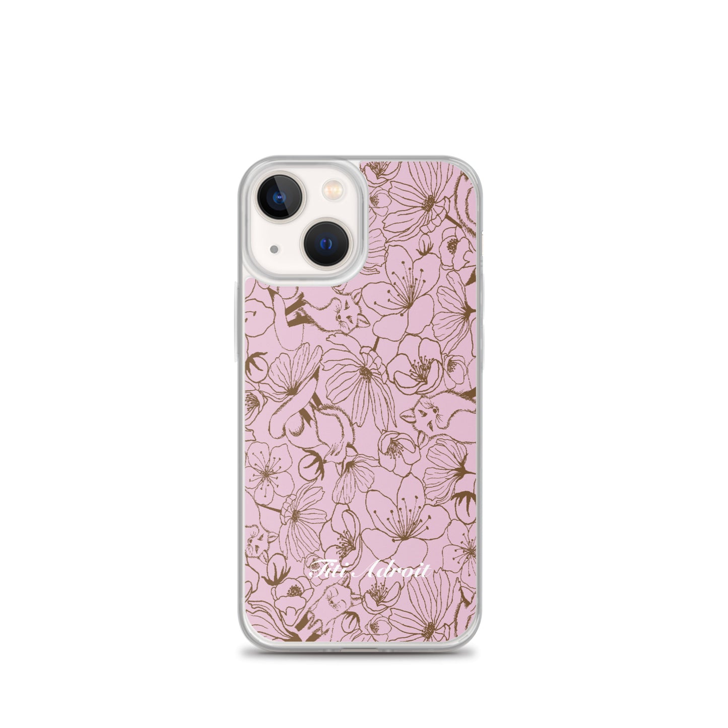 Fox_Flowers_Berry_Pink_Clear_Phonecase_iPhone