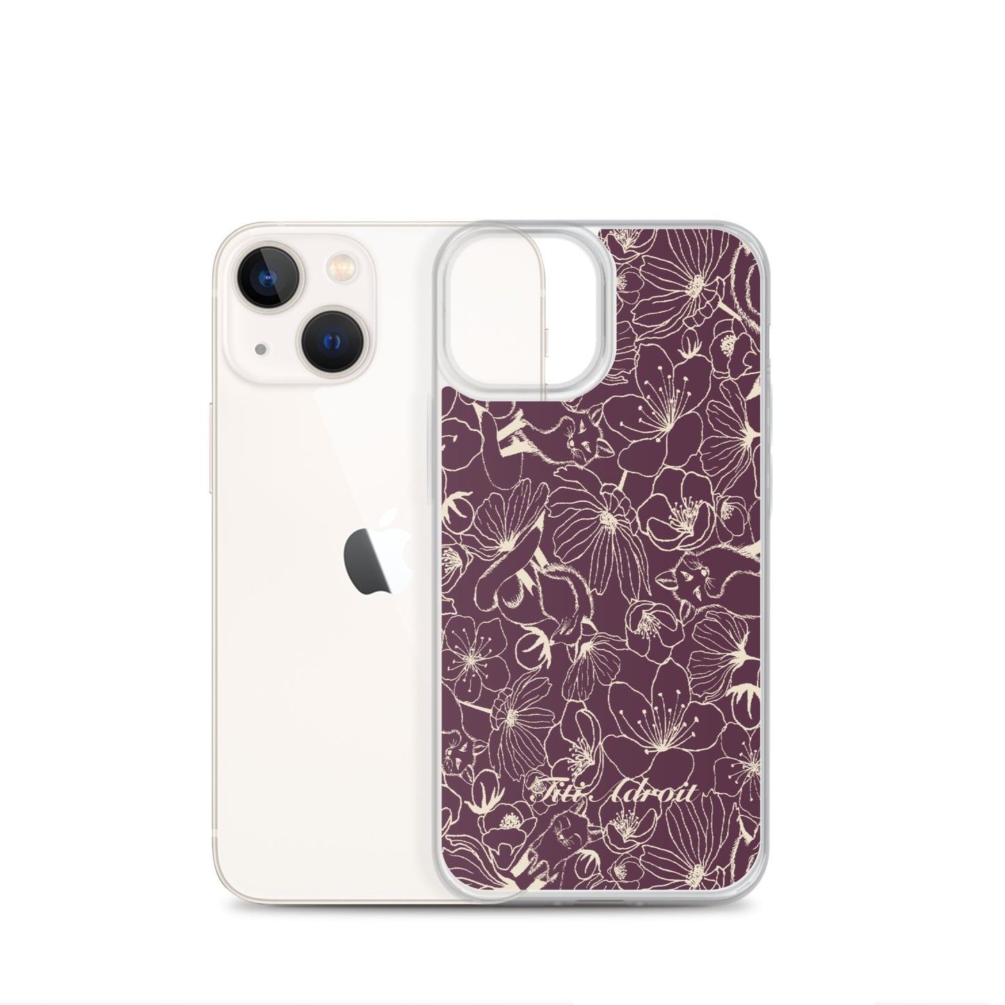 Fox_Flowers_Currant_Cream_Clear_Phonecase_iPhone