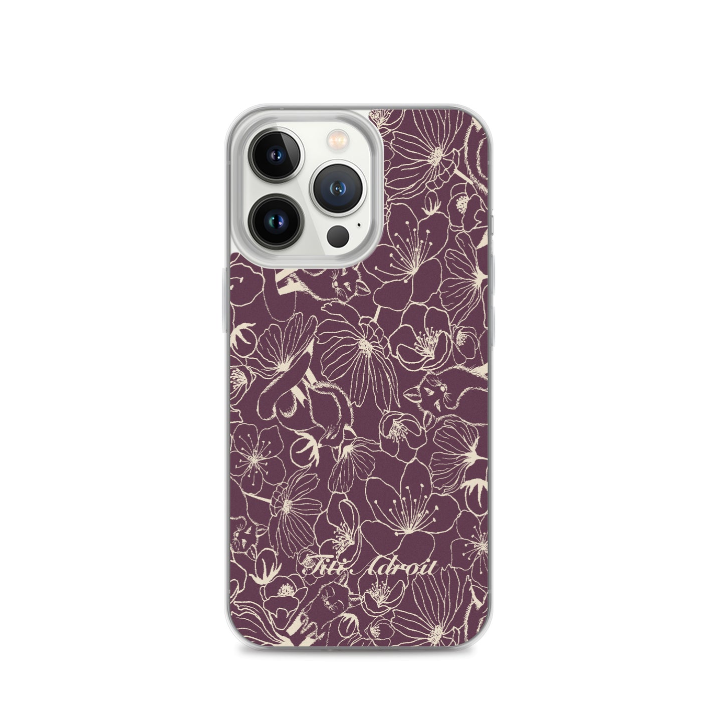 Fox_Flowers_Currant_Cream_Clear_Phonecase_iPhone