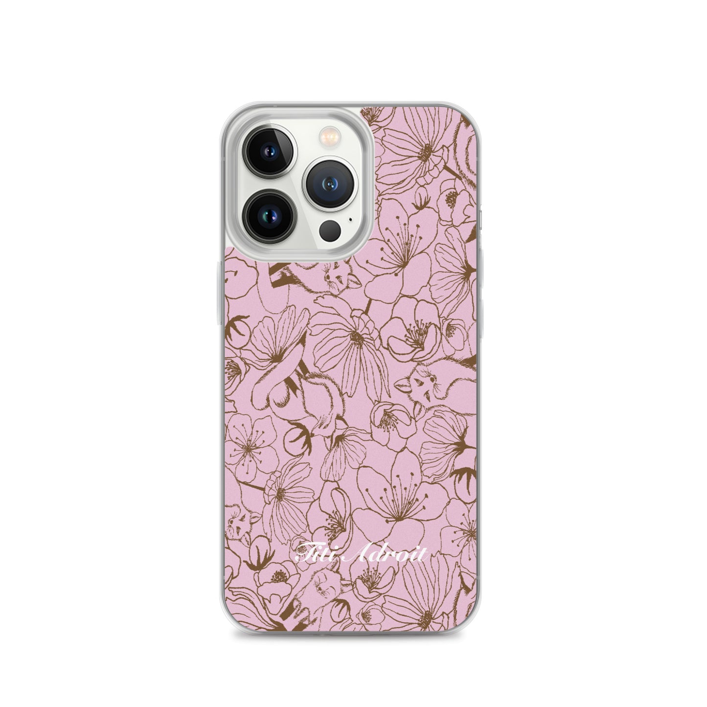 Fox_Flowers_Berry_Pink_Clear_Phonecase_iPhone