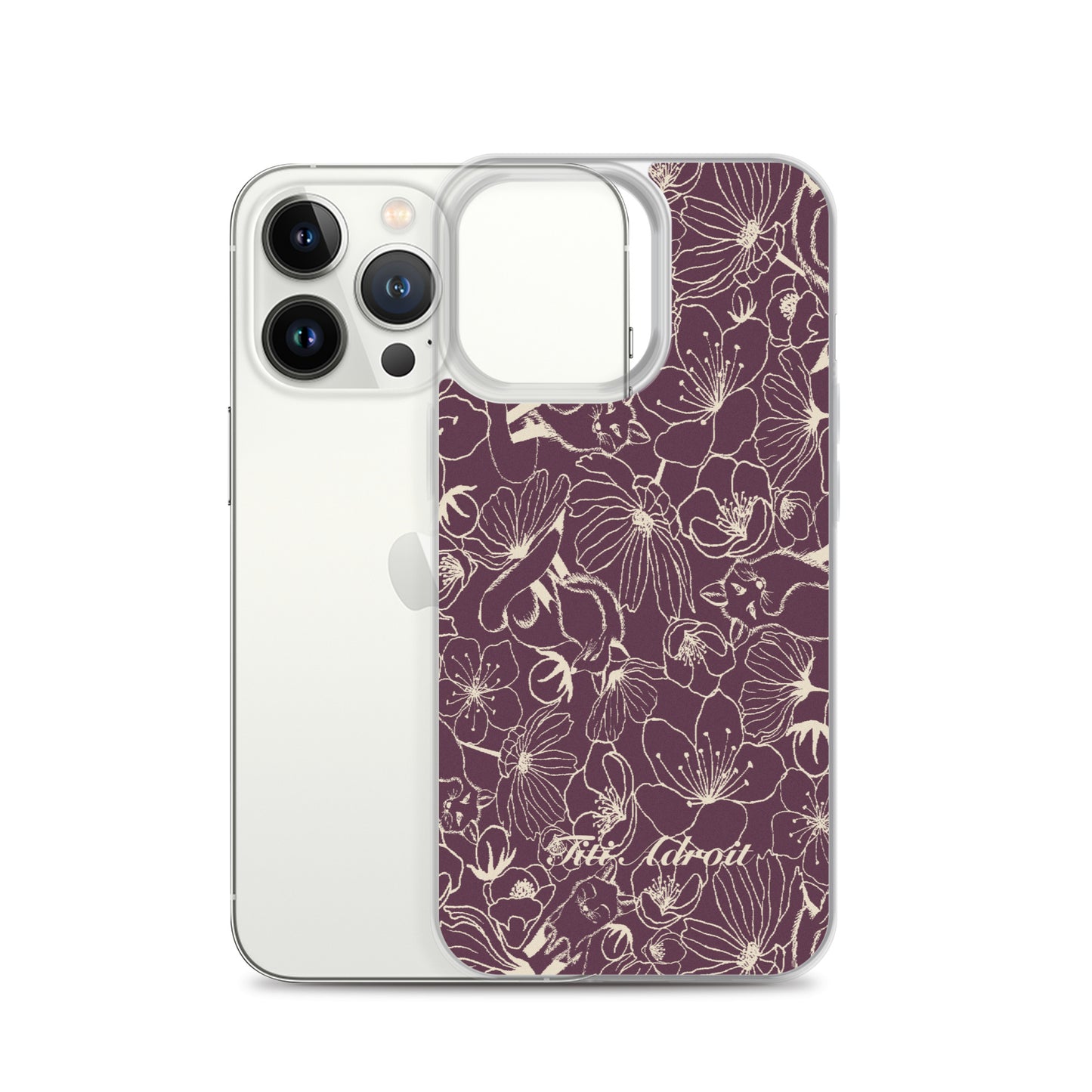 Fox_Flowers_Currant_Cream_Clear_Phonecase_iPhone