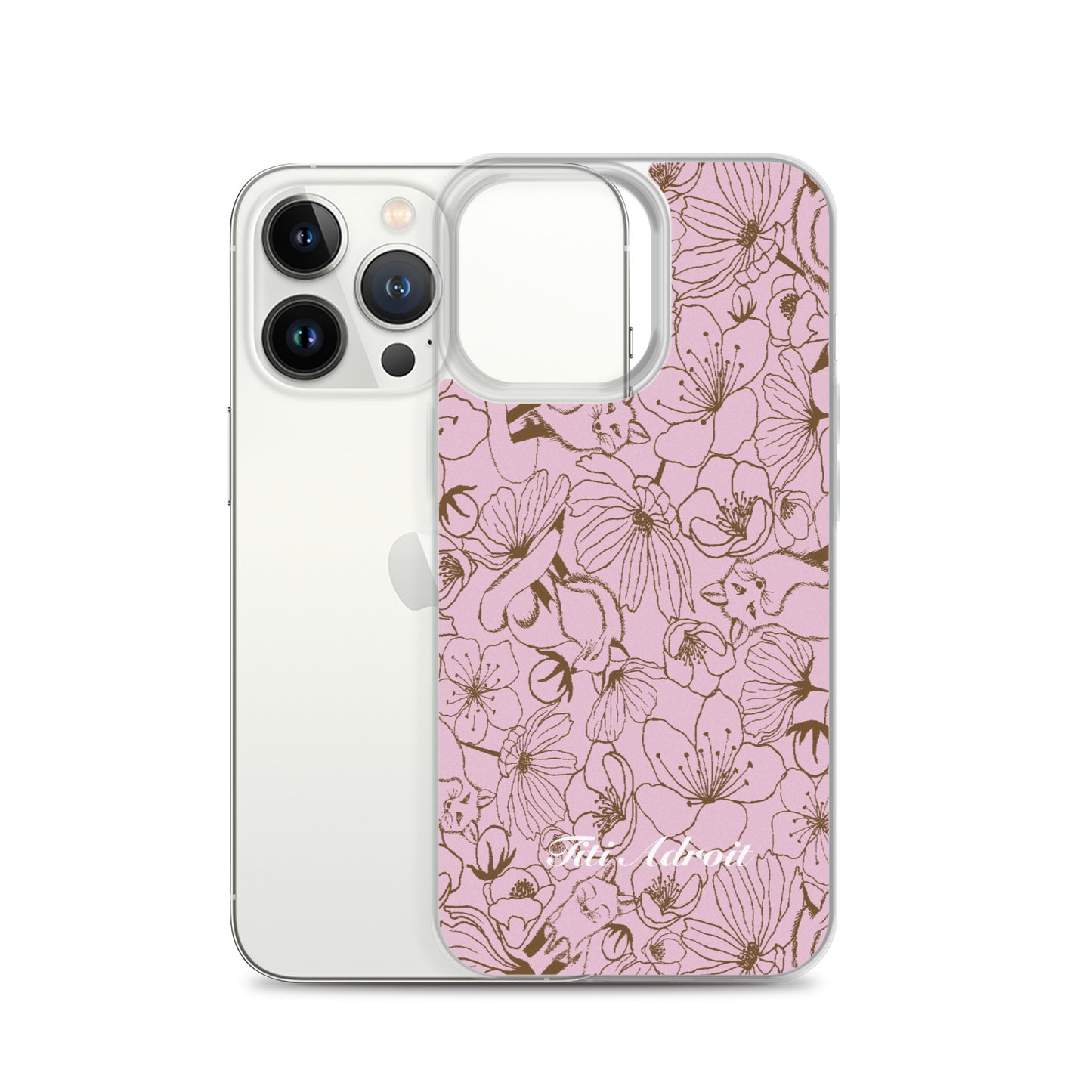 Fox_Flowers_Berry_Pink_Clear_Phonecase_iPhone