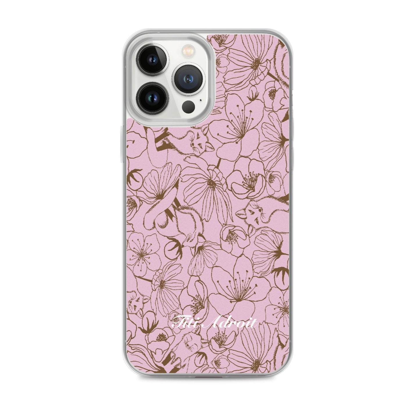 Fox_Flowers_Berry_Pink_Clear_Phonecase_iPhone