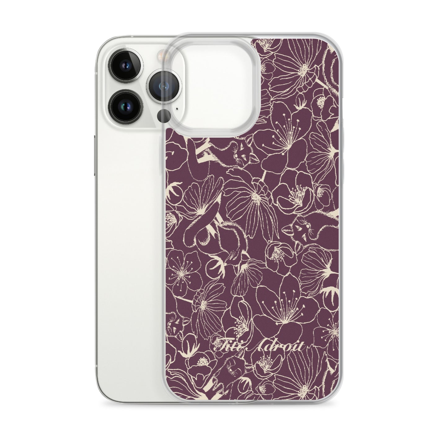 Fox_Flowers_Currant_Cream_Clear_Phonecase_iPhone