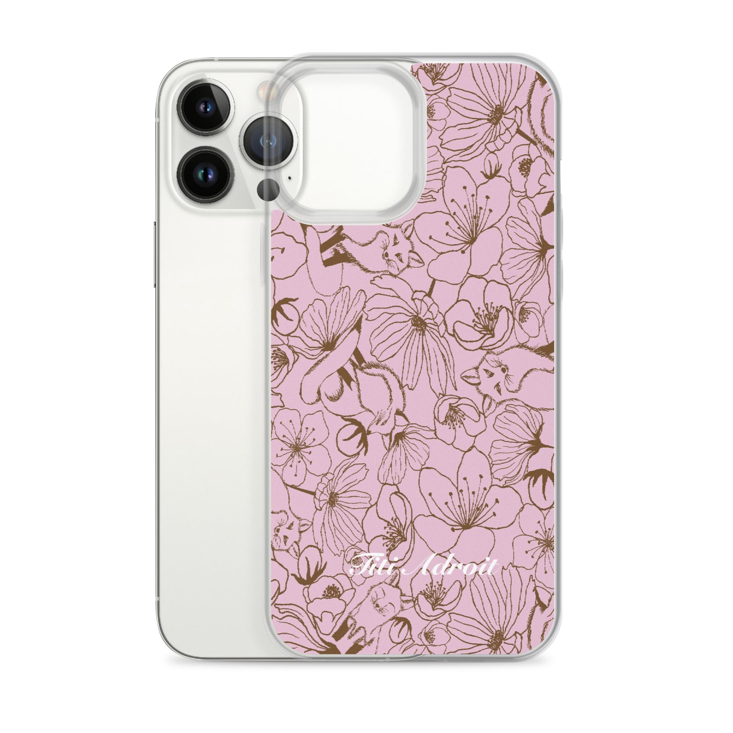 Fox_Flowers_Berry_Pink_Clear_Phonecase_iPhone