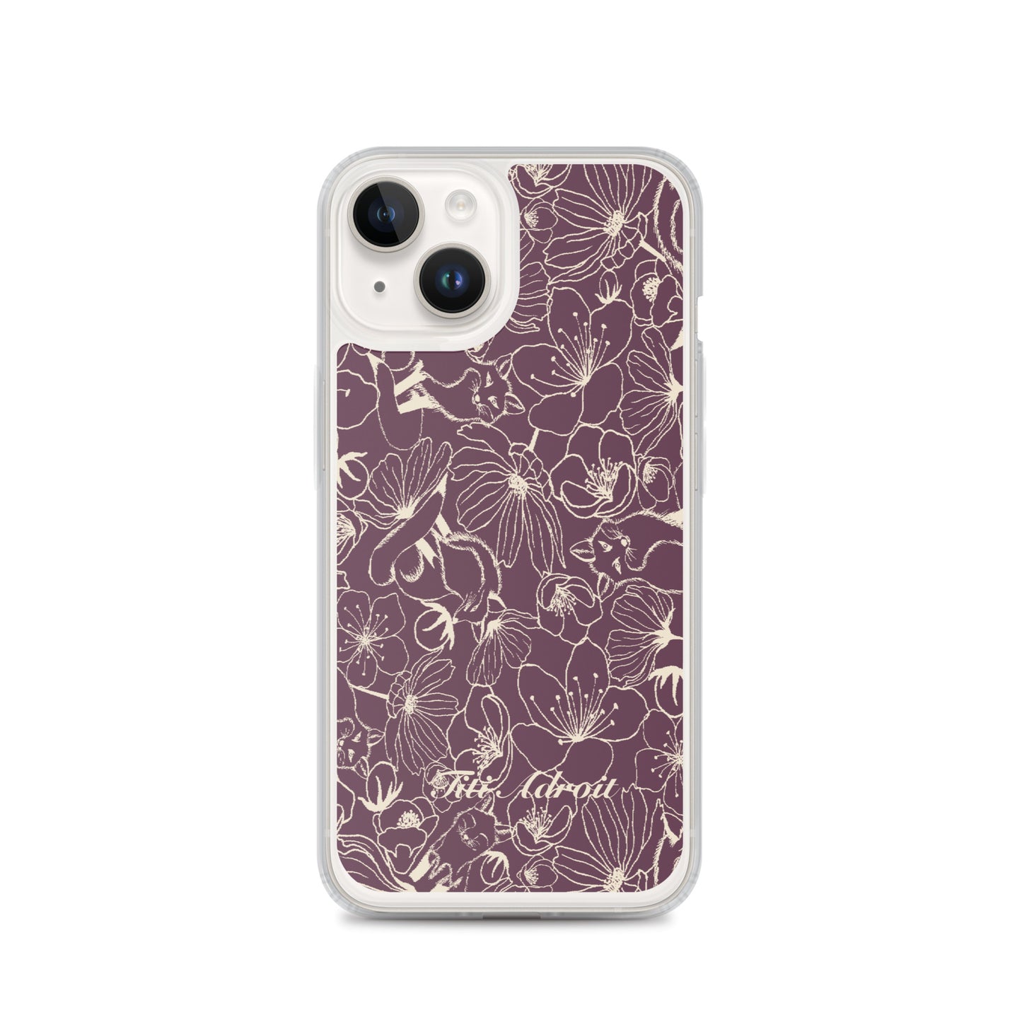 Fox_Flowers_Currant_Cream_Clear_Phonecase_iPhone
