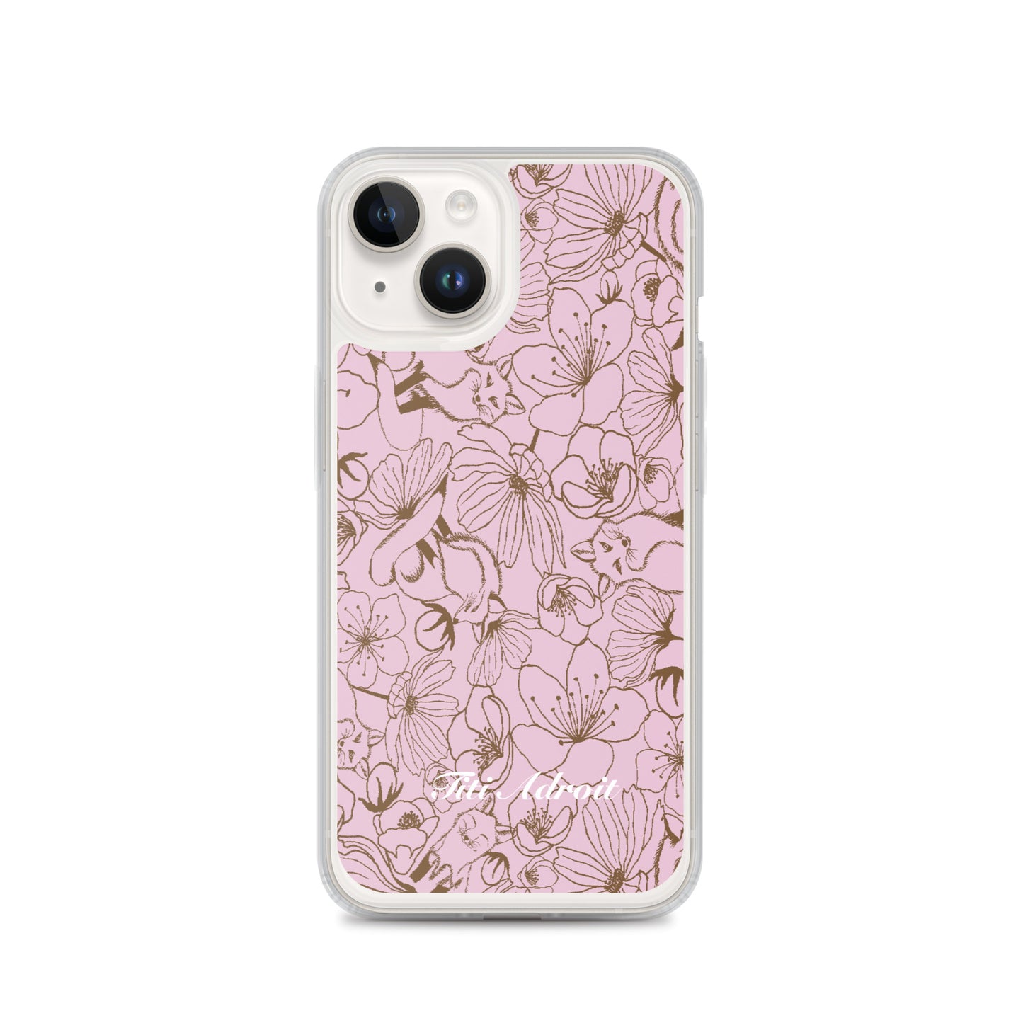 Fox_Flowers_Berry_Pink_Clear_Phonecase_iPhone