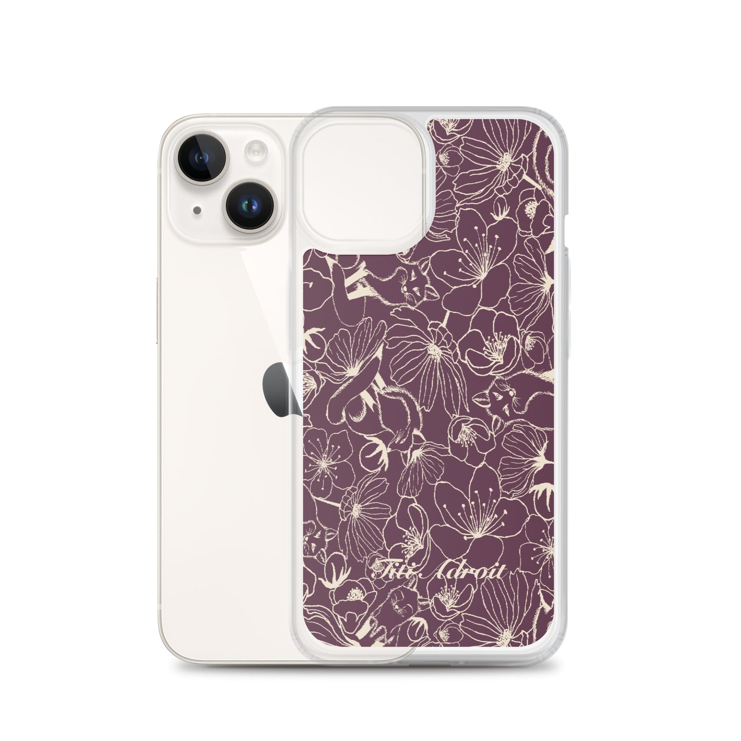 Fox_Flowers_Currant_Cream_Clear_Phonecase_iPhone