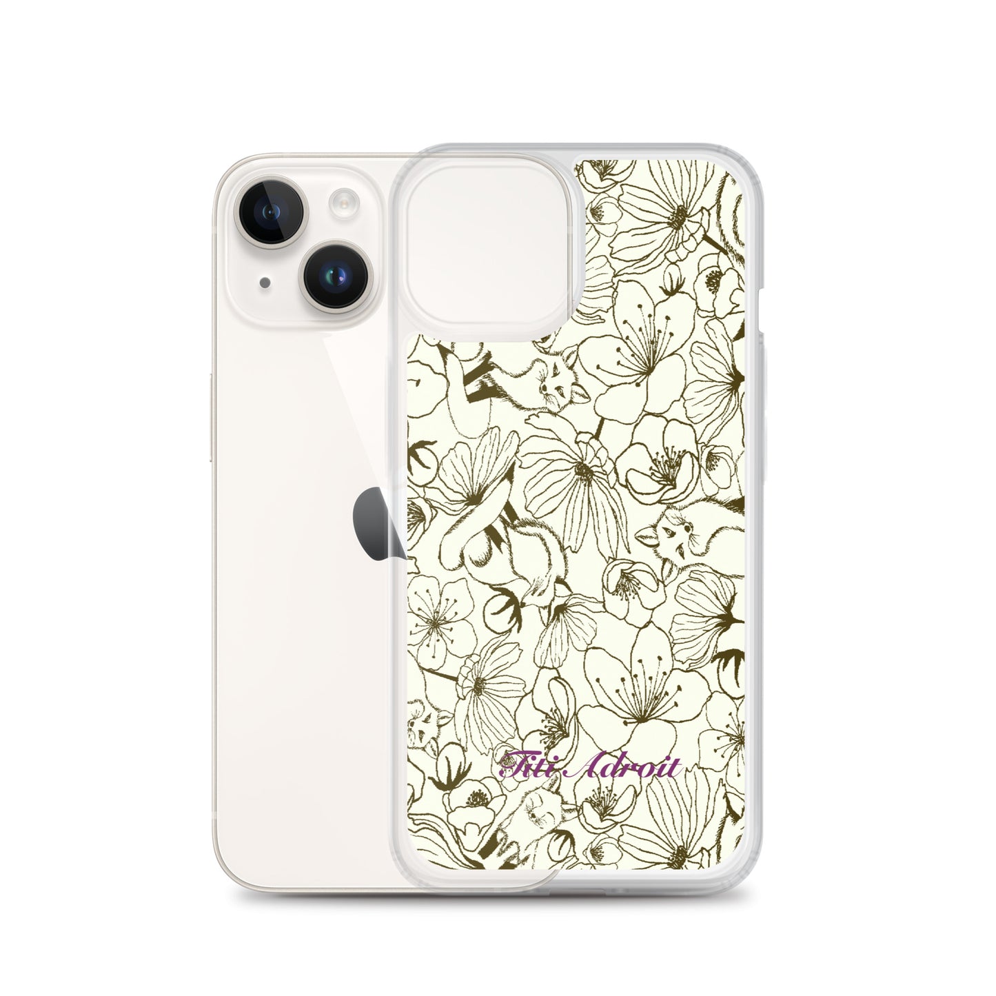 Fox_Flowers_Maohogany_Pearl_Clear_i_Phonecase_iPhone