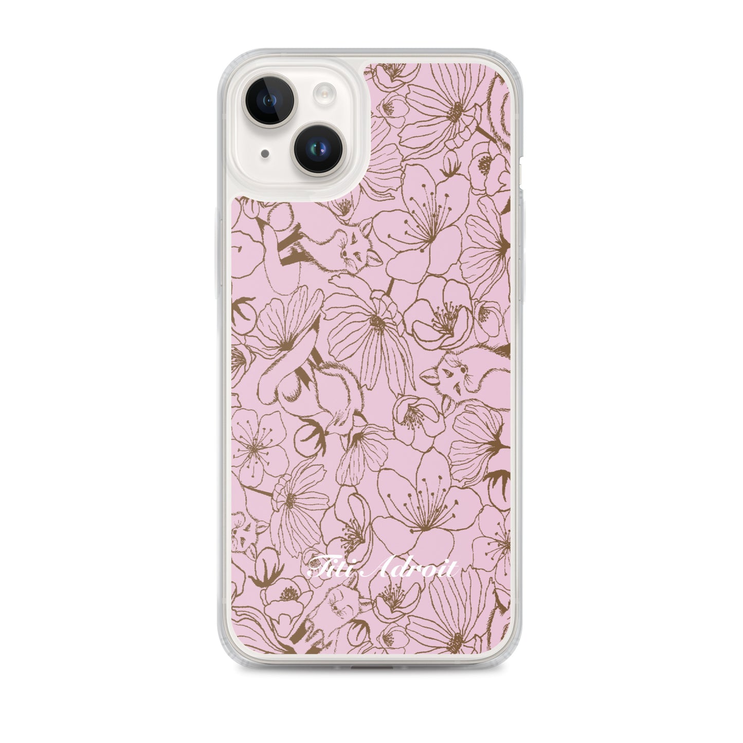 Fox_Flowers_Berry_Pink_Clear_Phonecase_iPhone