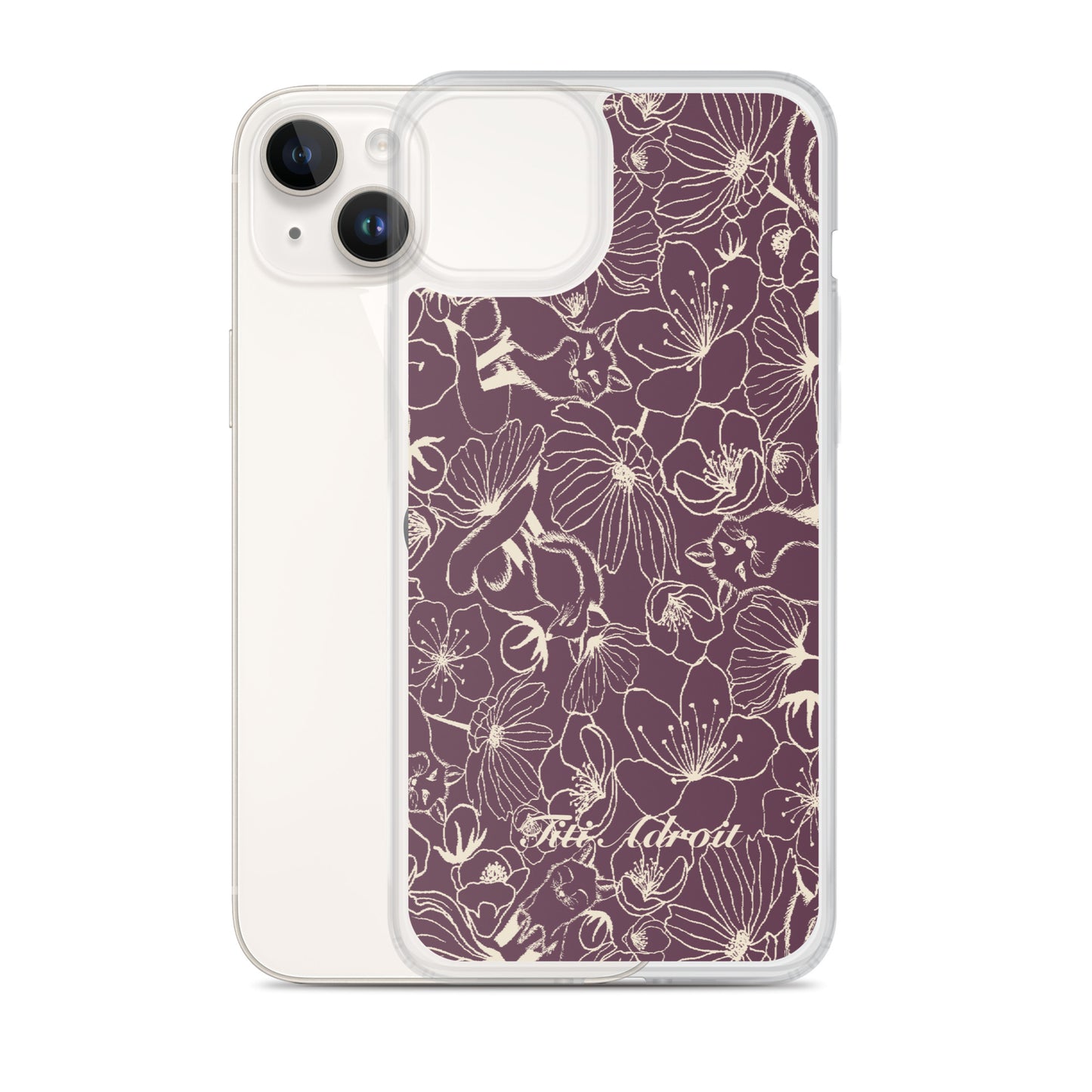 Fox_Flowers_Currant_Cream_Clear_Phonecase_iPhone