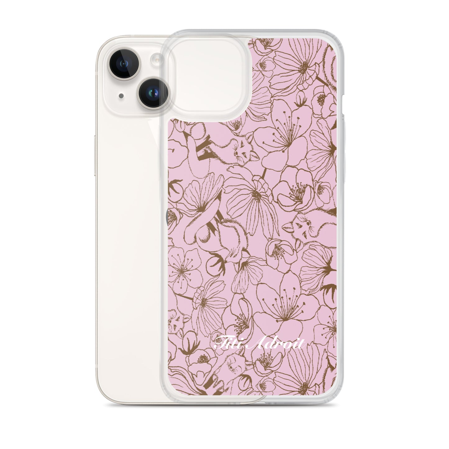 Fox_Flowers_Berry_Pink_Clear_Phonecase_iPhone