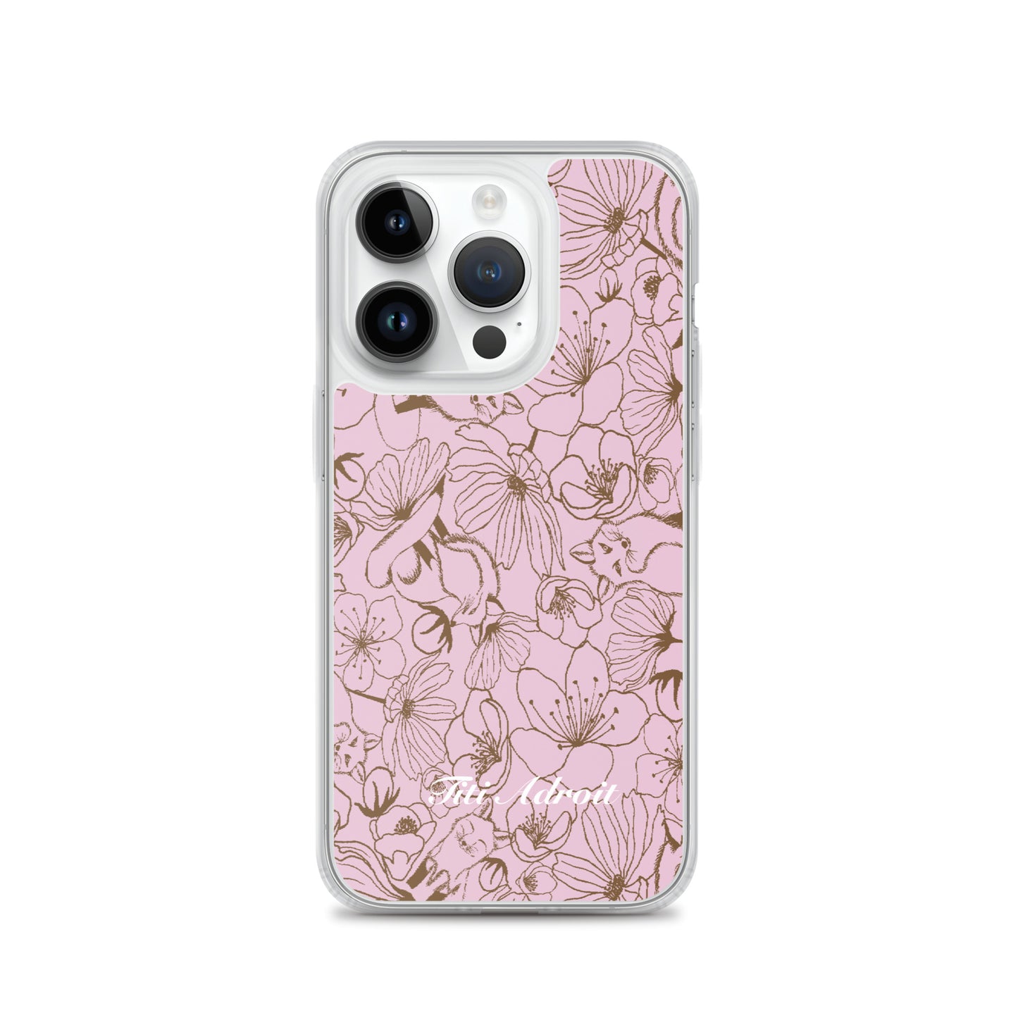 Fox_Flowers_Berry_Pink_Clear_Phonecase_iPhone