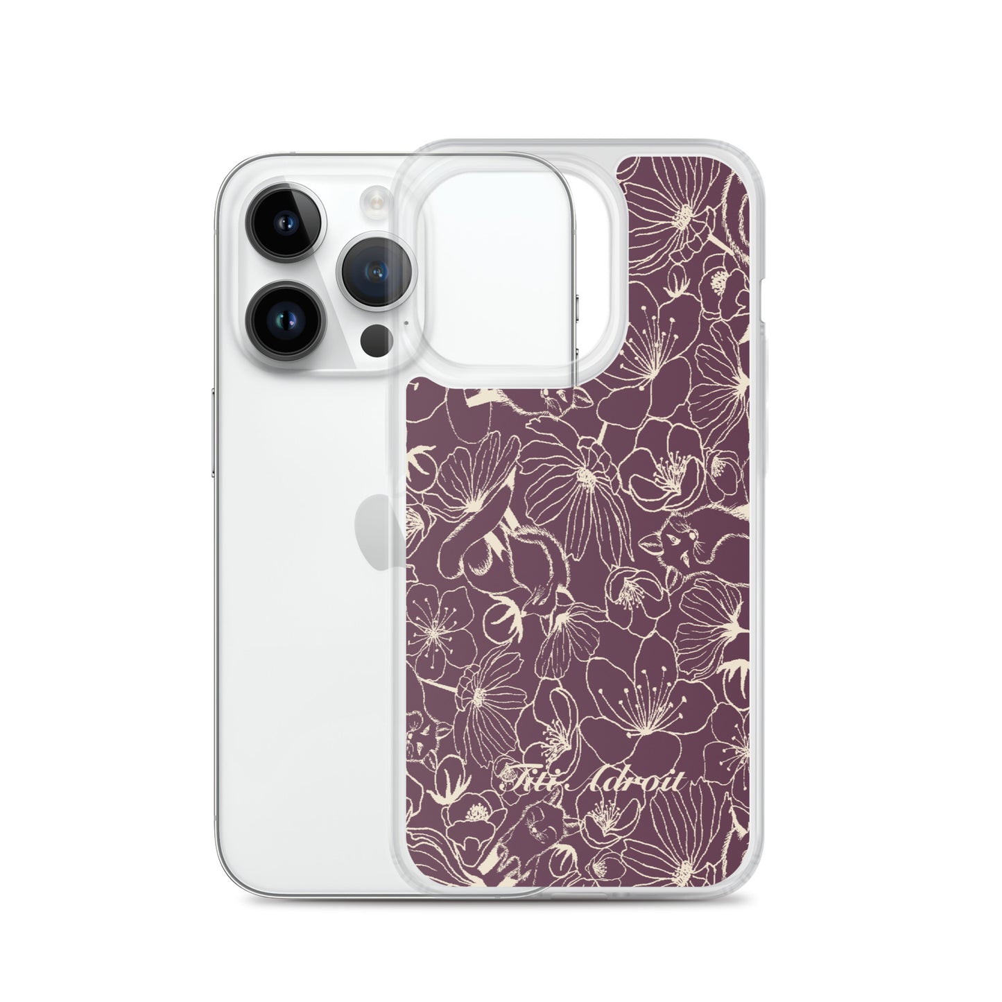 Fox_Flowers_Currant_Cream_Clear_Phonecase_iPhone