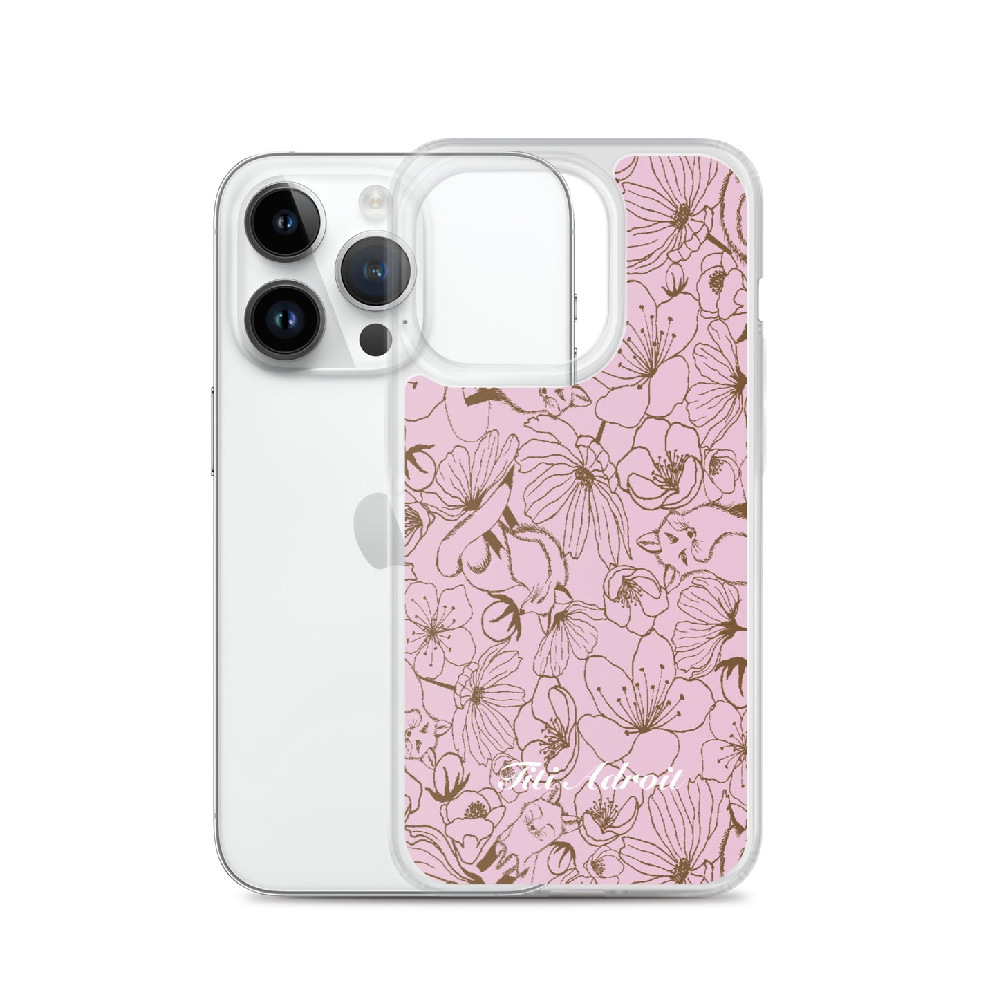 Fox_Flowers_Berry_Pink_Clear_Phonecase_iPhone
