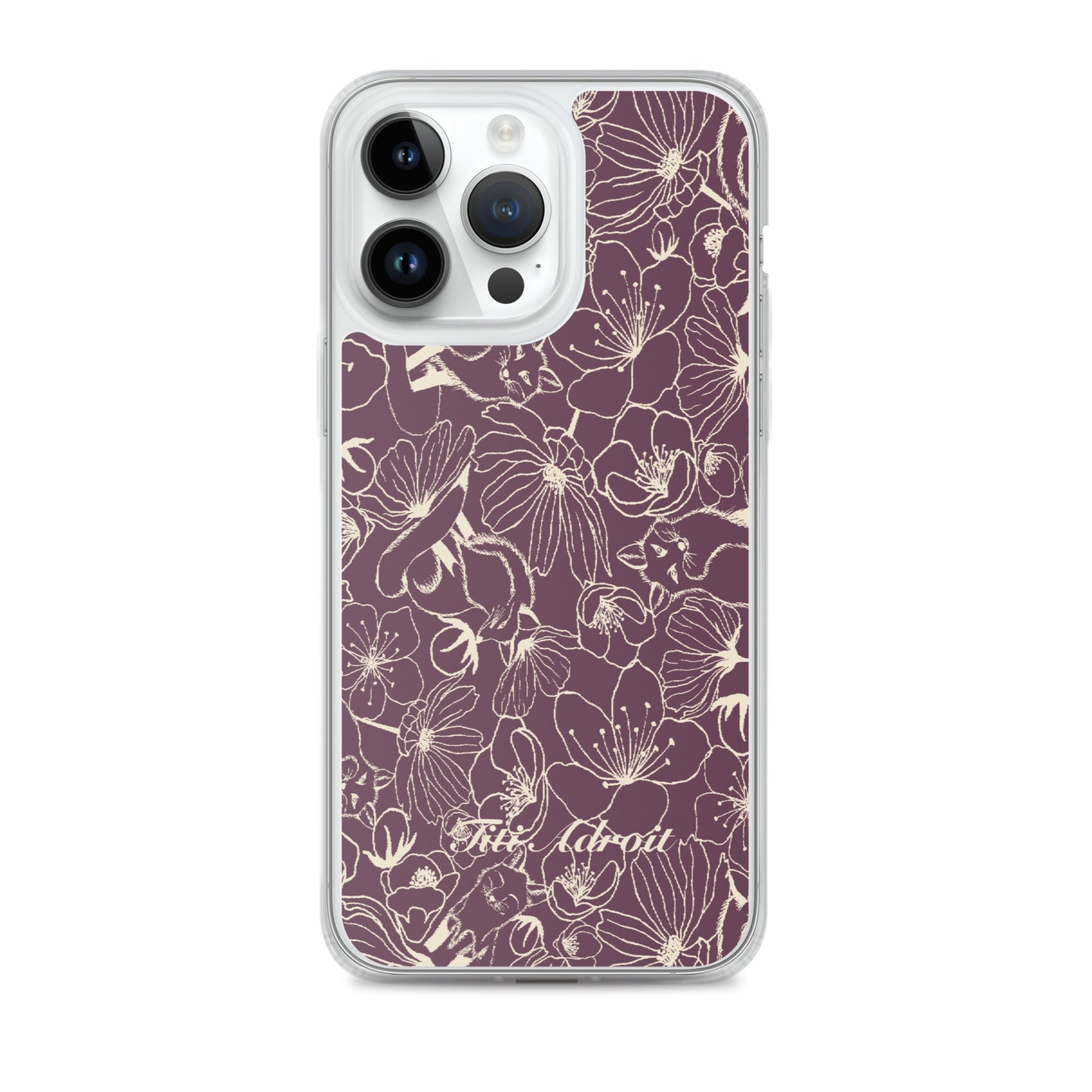 Fox_Flowers_Currant_Cream_Clear_Phonecase_iPhone