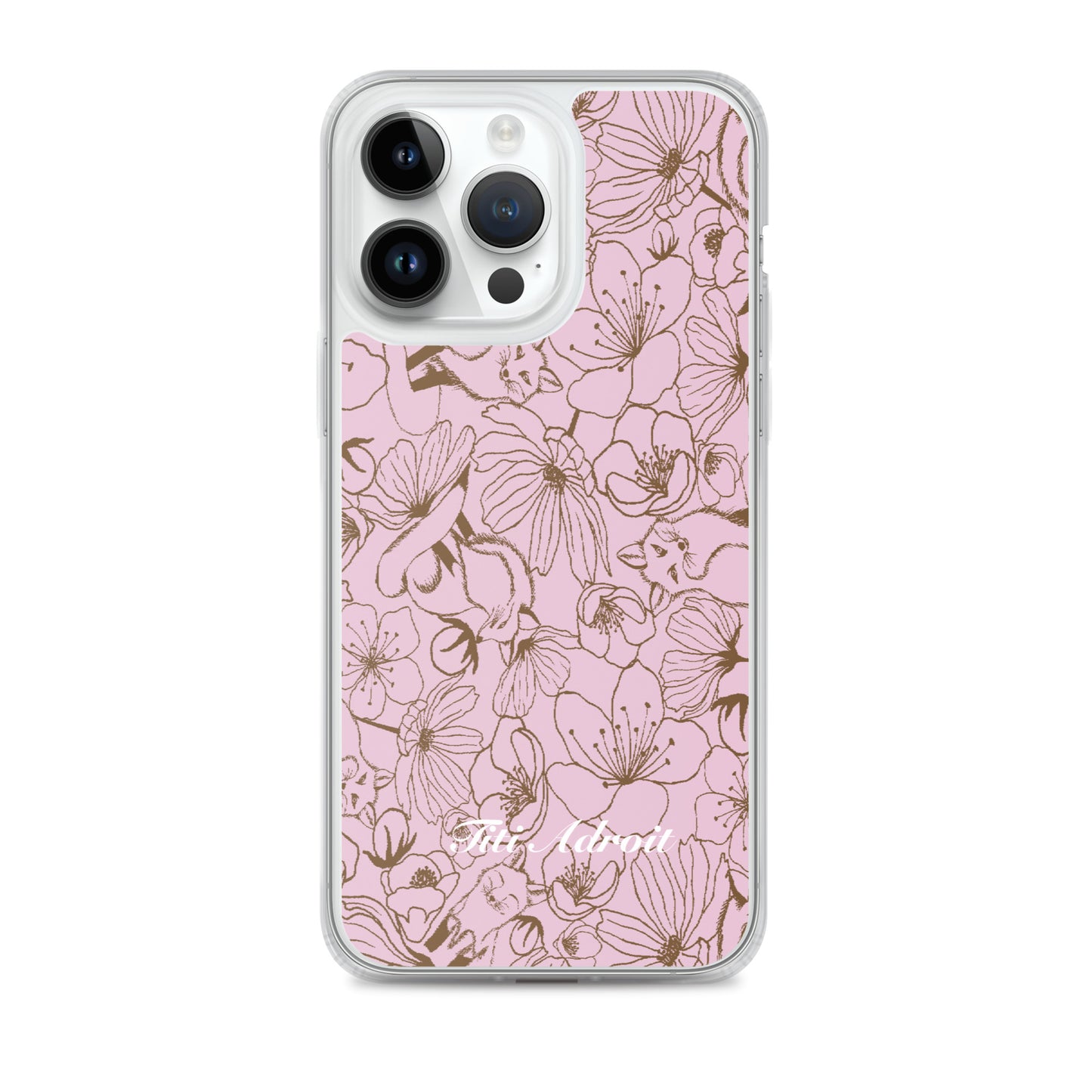 Fox_Flowers_Berry_Pink_Clear_Phonecase_iPhone