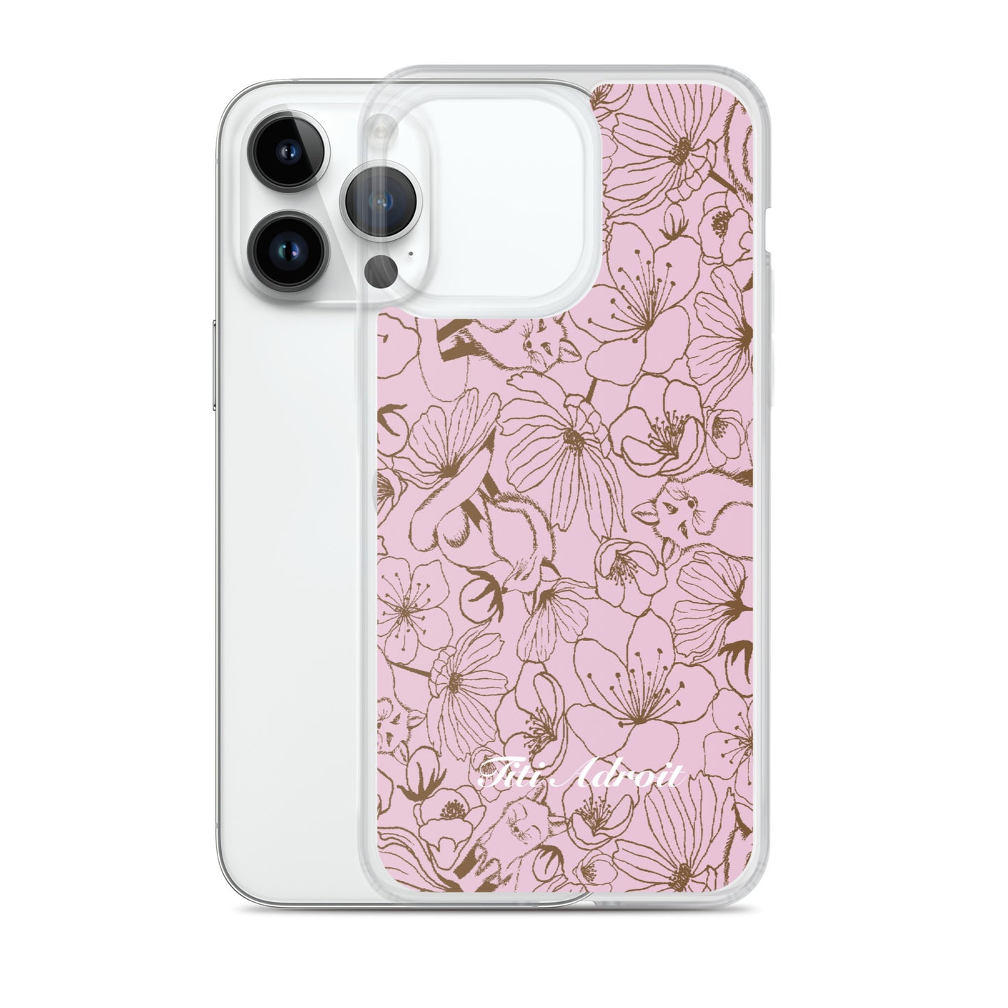 Fox_Flowers_Berry_Pink_Clear_Phonecase_iPhone