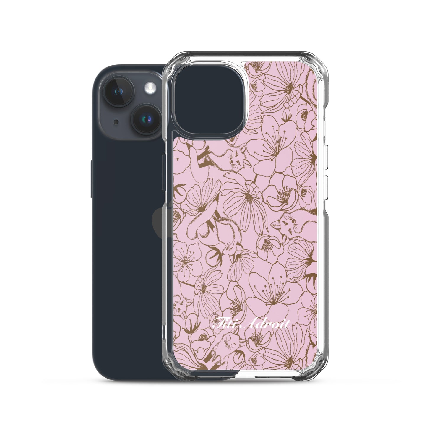 Fox_Flowers_Berry_Pink_Clear_Phonecase_iPhone