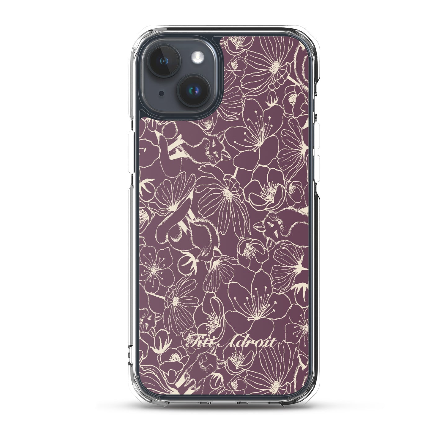 Fox_Flowers_Currant_Cream_Clear_Phonecase_iPhone