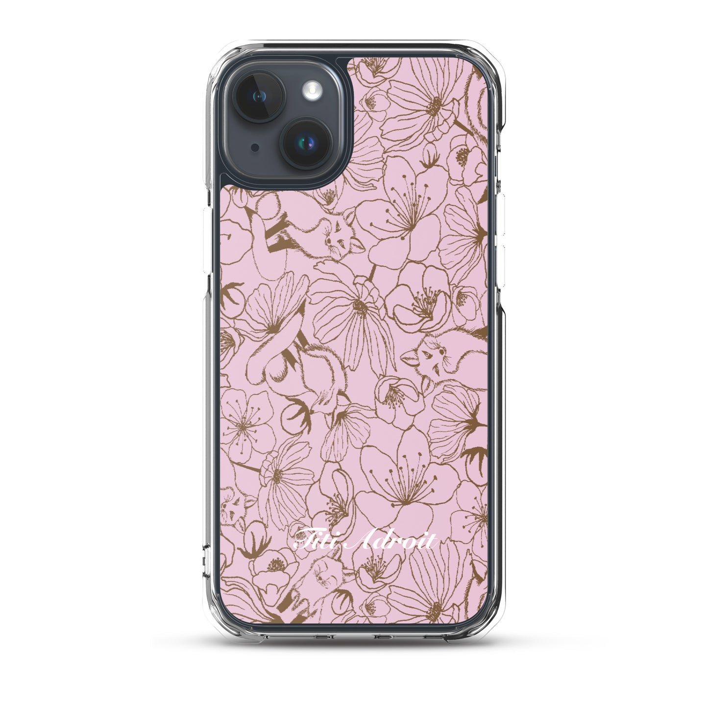 Fox_Flowers_Berry_Pink_Clear_Phonecase_iPhone